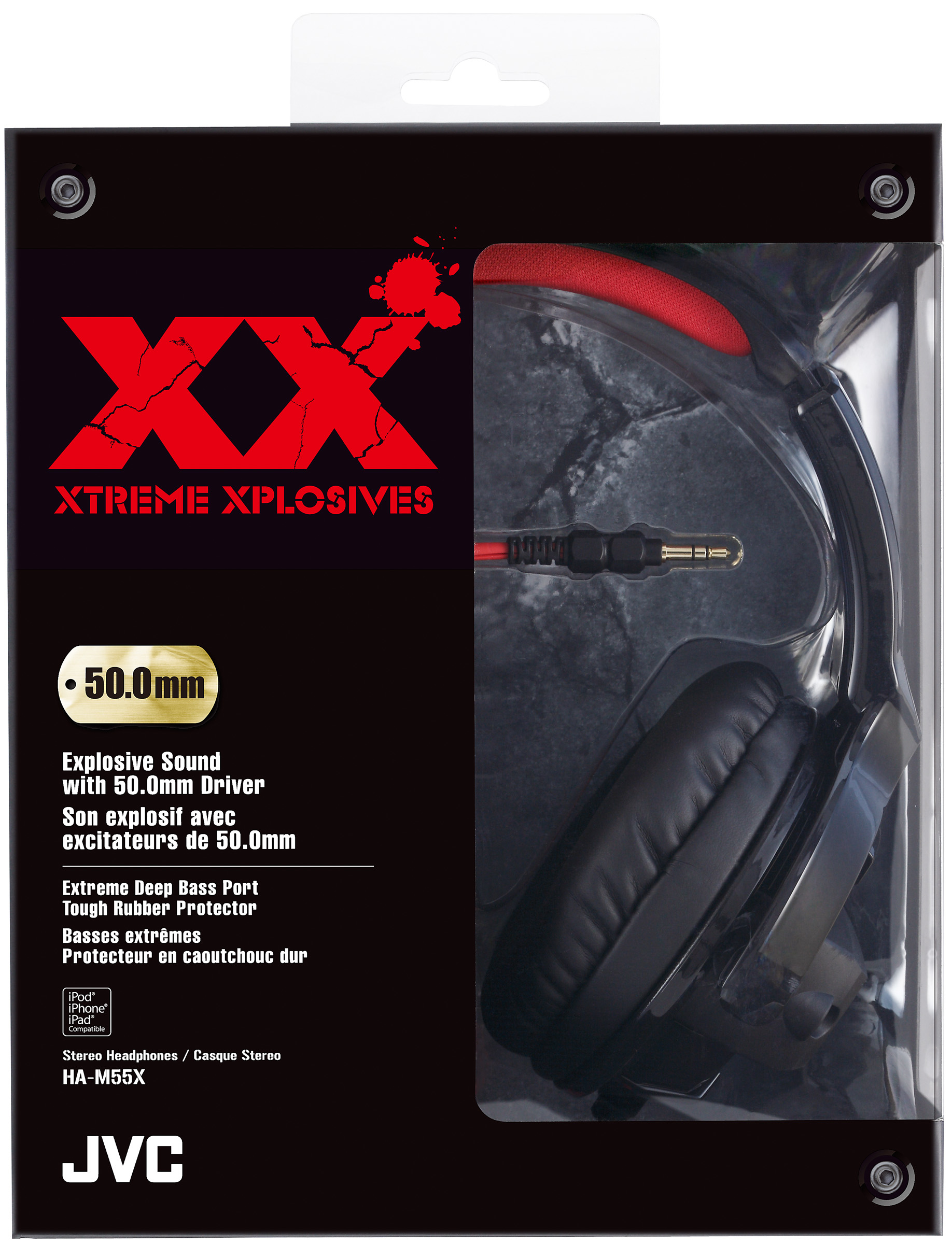 JVC HA-M55X Headphones Wired Head-band Black, Red image 2