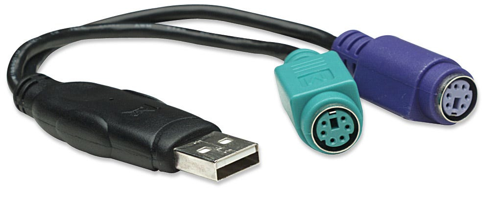 Manhattan USB-A to Dual PS/2 Converter, Connects PS/2 Keyboard and Mouse via One USB-A Port, Black, Three Year Warranty, Equivalent to USBPS2PC – image 2