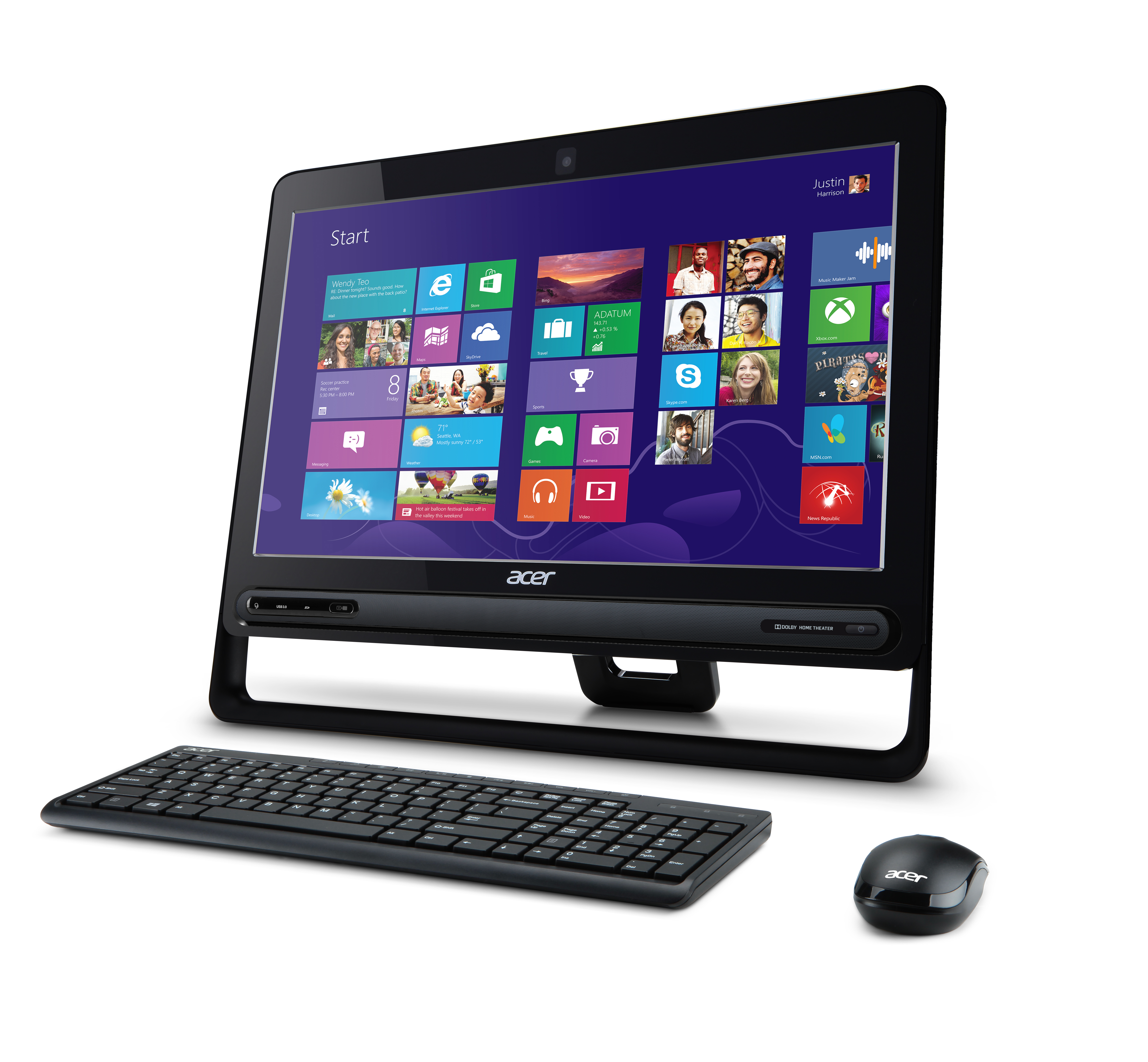 Acer Aspire C-105 AMD E E1-2500 49.5 cm (19.5″) 1600 x 900 pixels Touchscreen All-in-One PC 6 GB DDR3-SDRAM 500 GB HDD Windows 8 Wi-Fi 4 (802.11n) Silver image 3