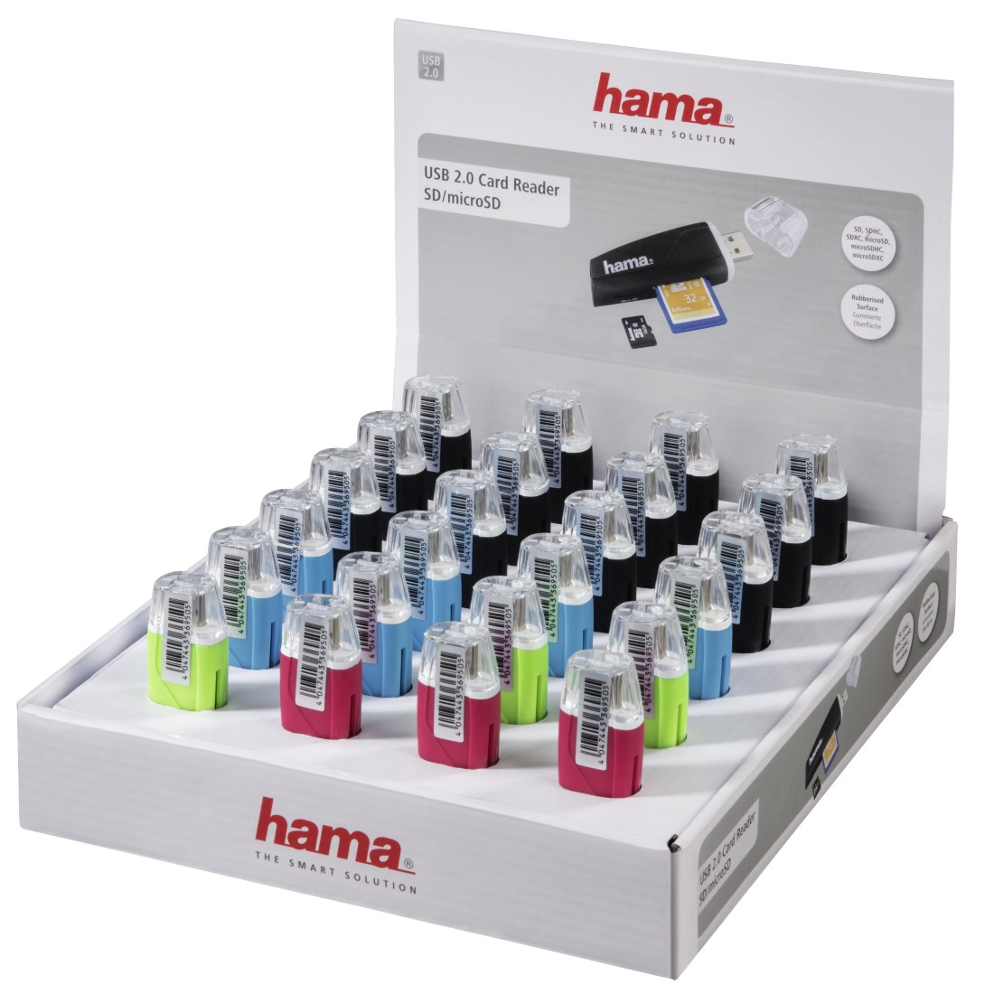 Hama 00181022 card reader USB 2.0 Black, Blue, Green, Pink