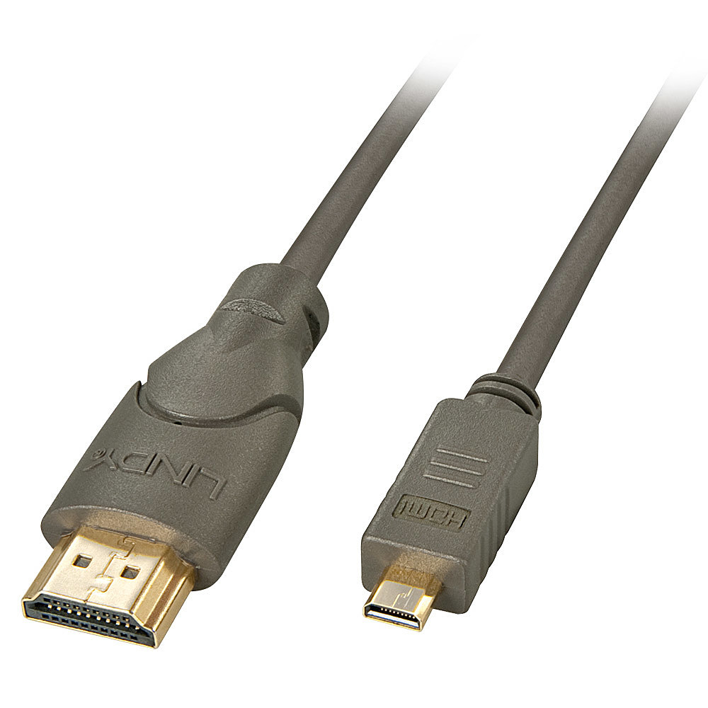 Lindy 41353 HDMI-kabel 2 m HDMI Typ A (standard) HDMI Typ D (micro) Svart, Guld