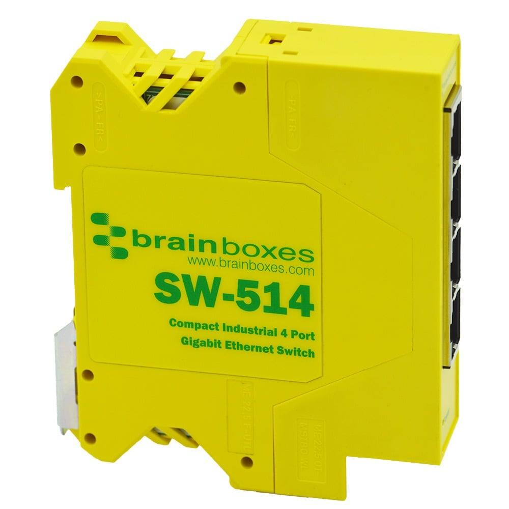 Brainboxes Compact Industrial 4 Port Gigabit Ethernet Switch – image 1