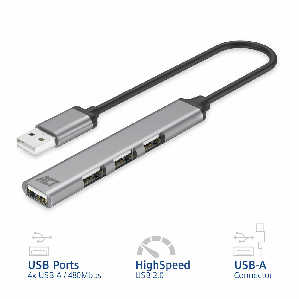 ACT USB-A hub 2.0, 4 port USB-A – image 2