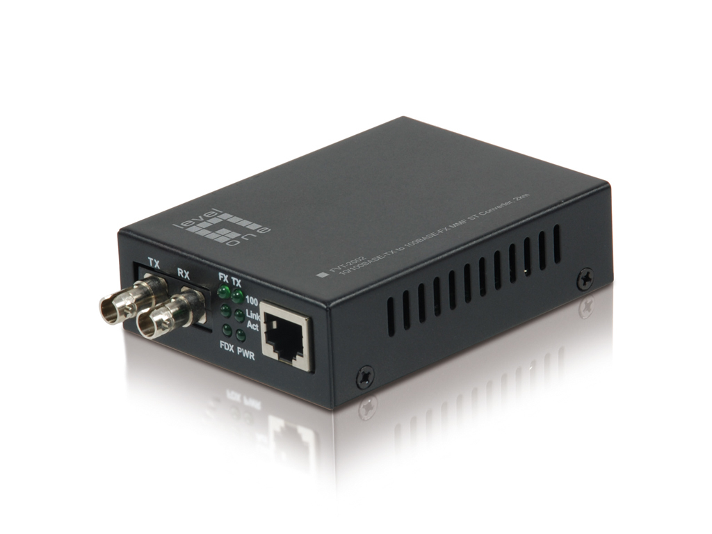 LevelOne FVT-2002 mediakonverterare för nätverk 100 Mbit/s 1310 nm Svart
