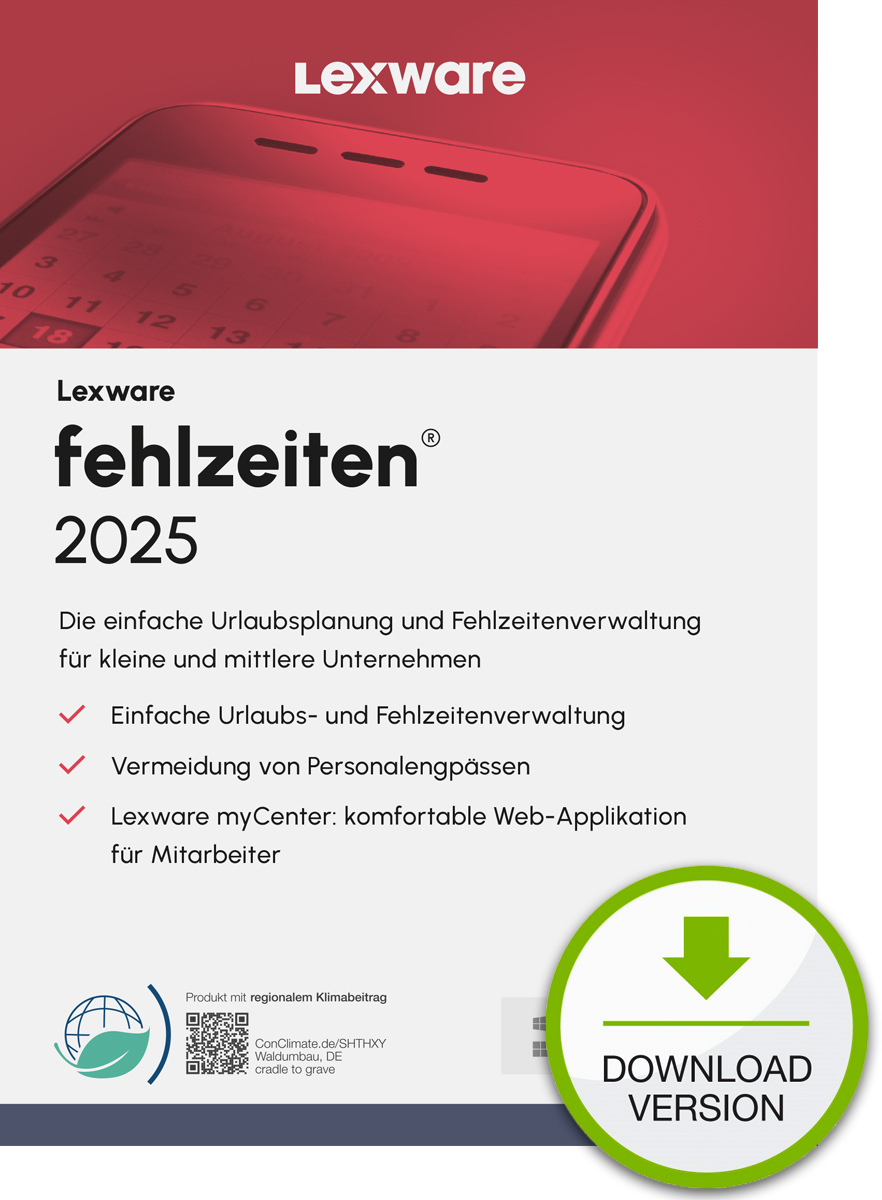 Lexware fehlzeiten 2025 Download Jahresversion (365-Tage) Gestione ferie 1 anno/i