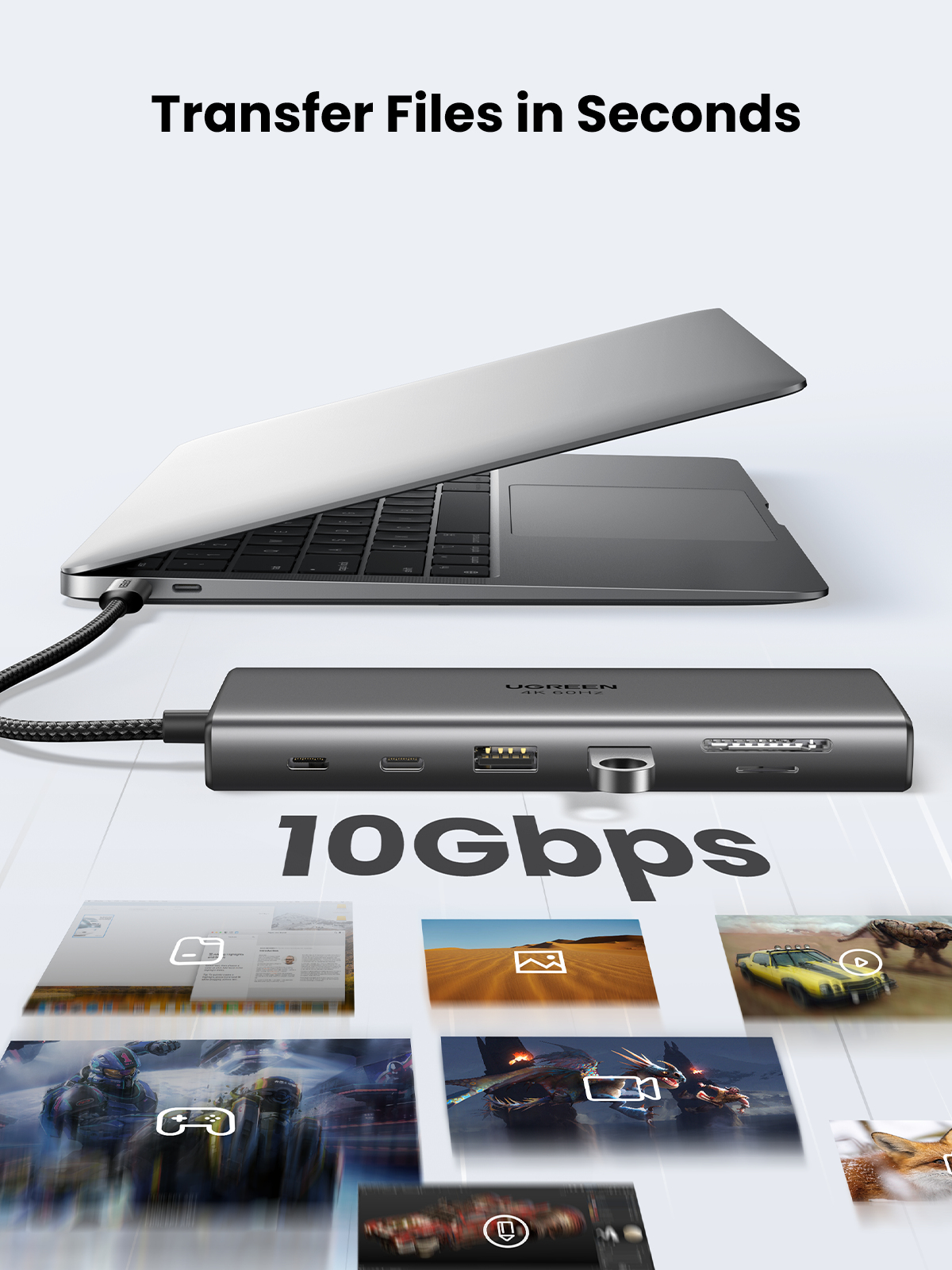 Ugreen 11-in-1 USB-C Hub to 3x USB-C/2x USB-A/HDMI/VGA/RJ45/SD/TF/3.5mm - Gray – image 9
