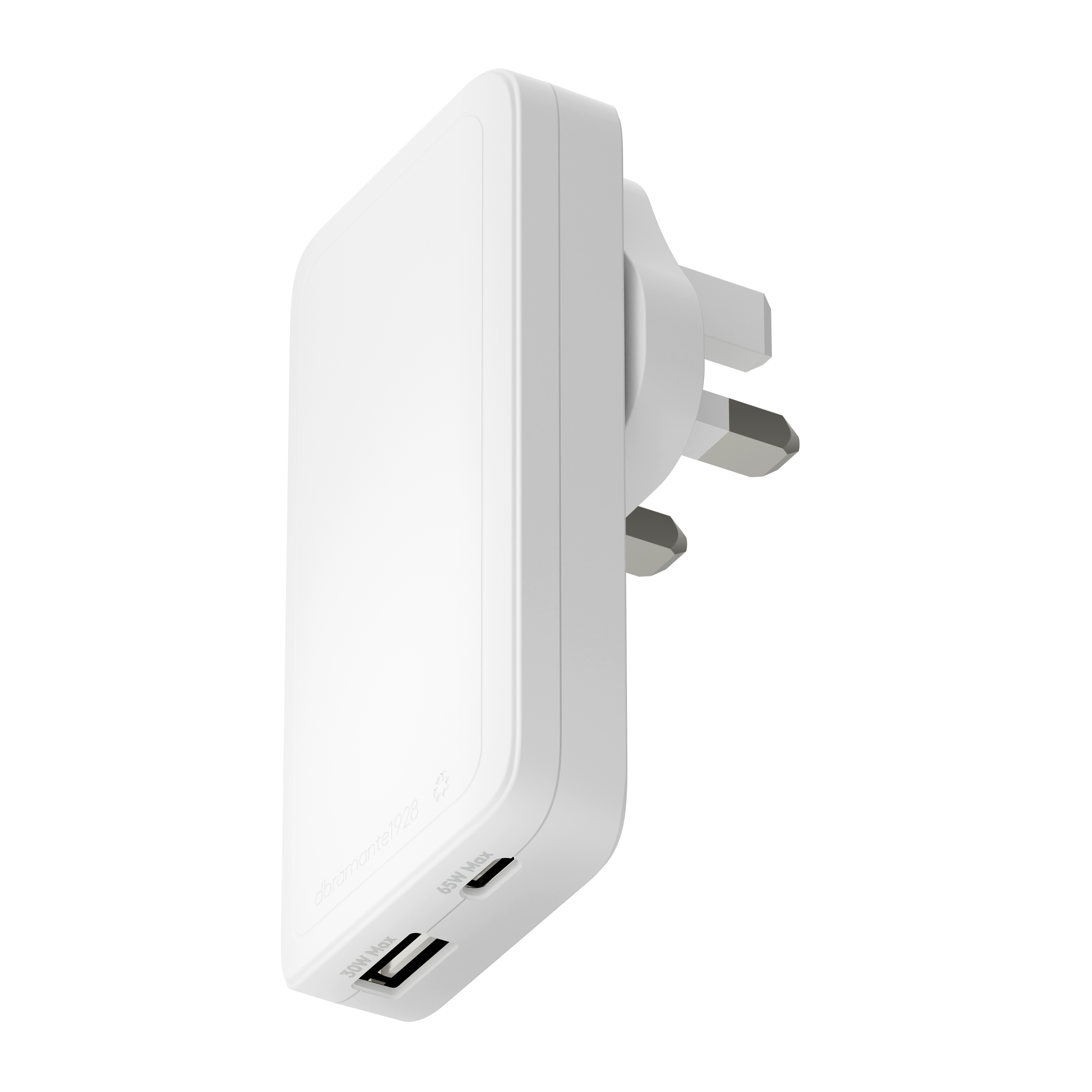 dbramante1928 re-charge Pro - Power adapter - 65 Watt - 3.25 A - 2 output connectors (USB-C, USB) - white
