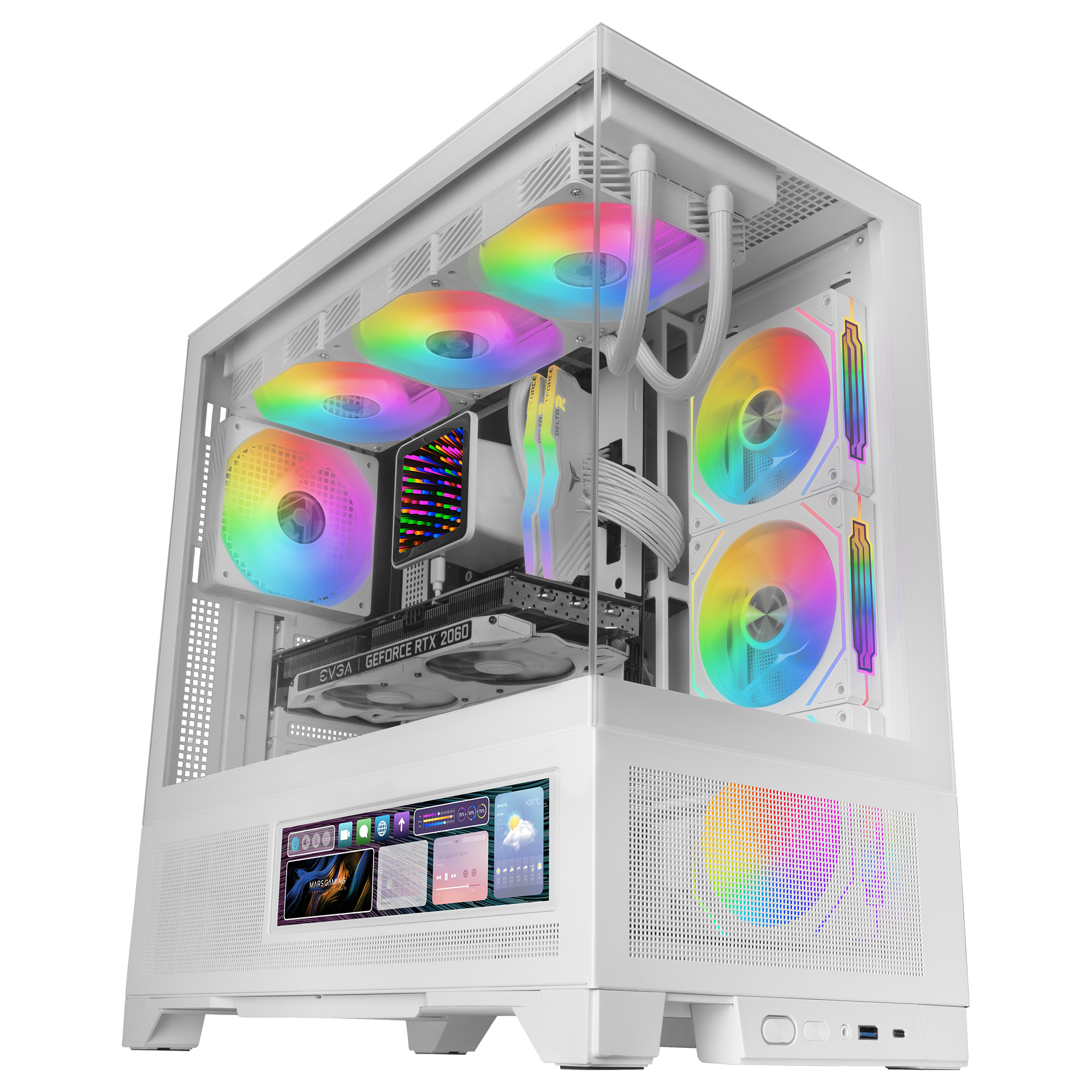 Mars Gaming MCLCDXW computer case Midi Tower White – image 3