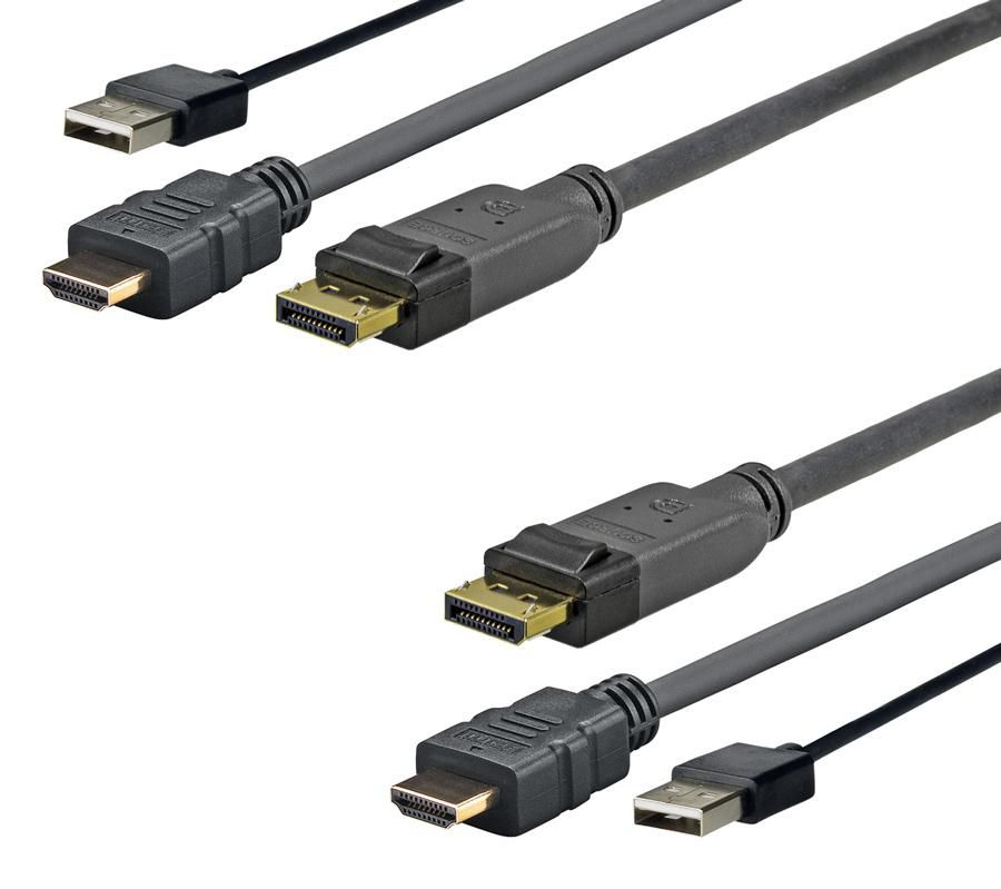 Vivolink PROHDMIUSBDP1 DisplayPort Erkek - HDMI + USB Erkek 1m Kablo Adaptörü