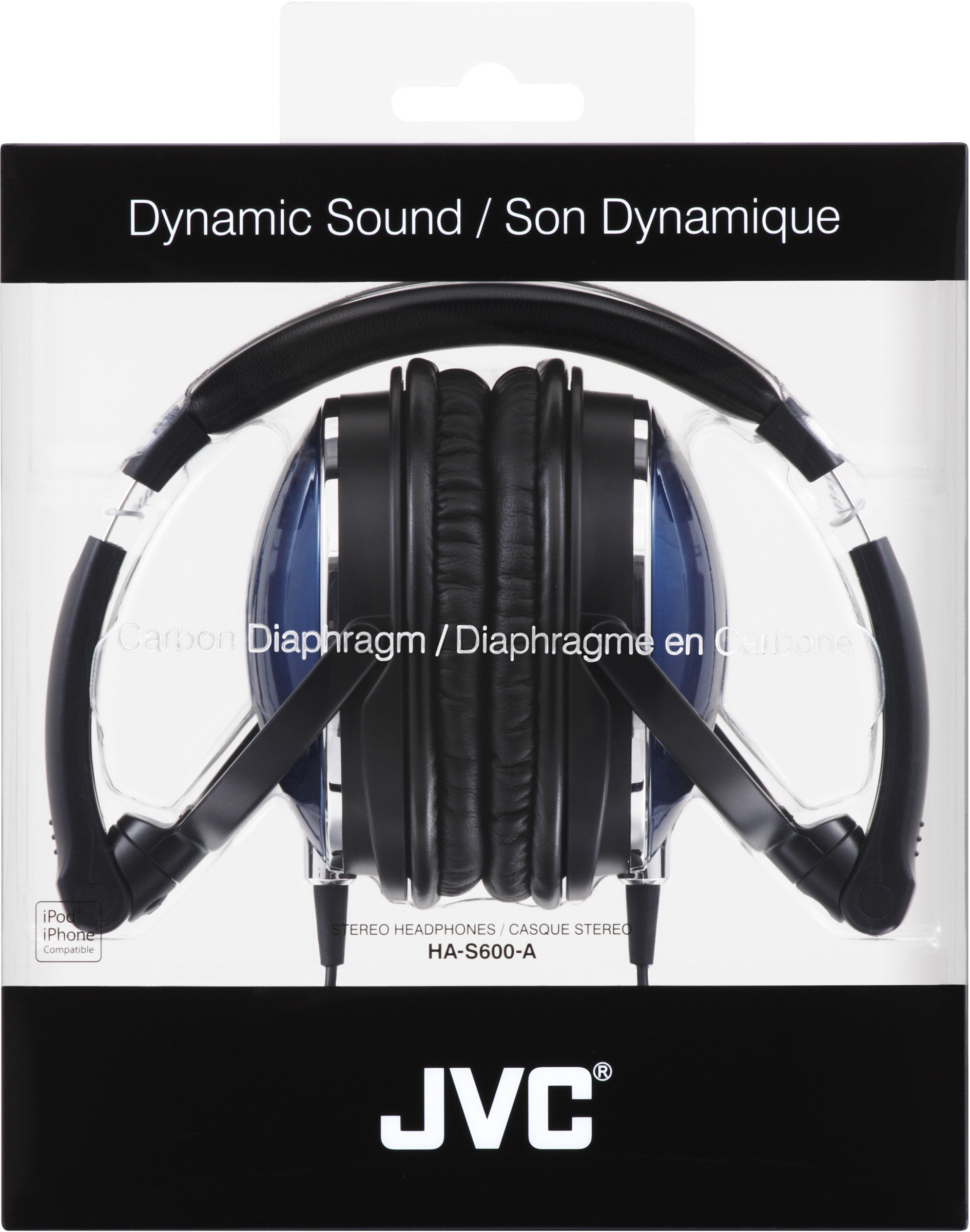 JVC HA-S600-A headphones/headset Wired Head-band Black, Blue – image 2