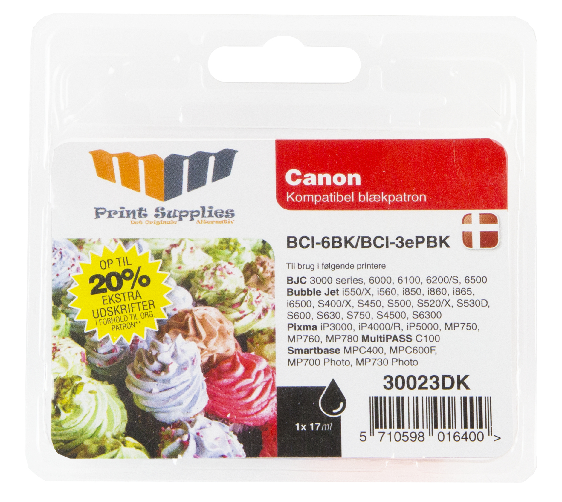 MM Black Inkjet Cartridge - Replaces Canon BCI-6BK (4705A002) - 20% Extra ink compared to OEM