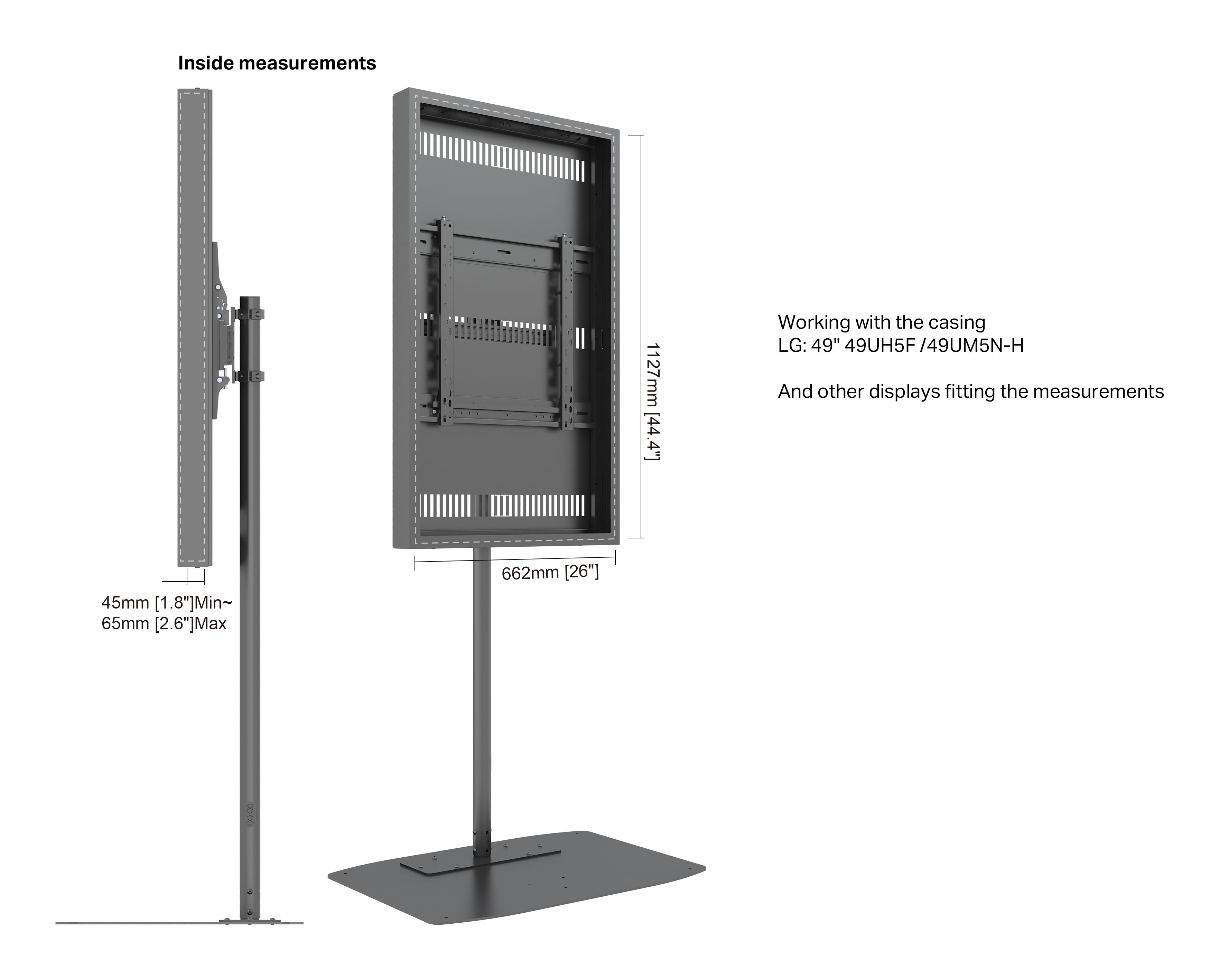صورة حامل أرضي Multibrackets M Pro Series 49" بعمود واحد - فولاذ أسود