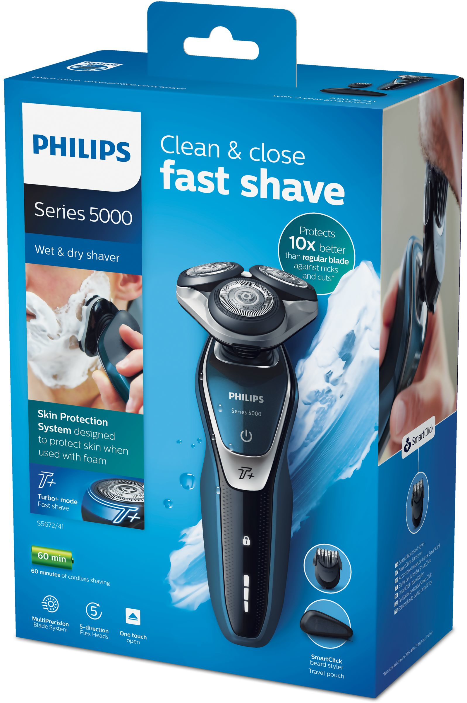 Philips SHAVER Series 5000 S5672/41 men's shaver Rotation shaver Trimmer Black, Blue, Silver – image 2