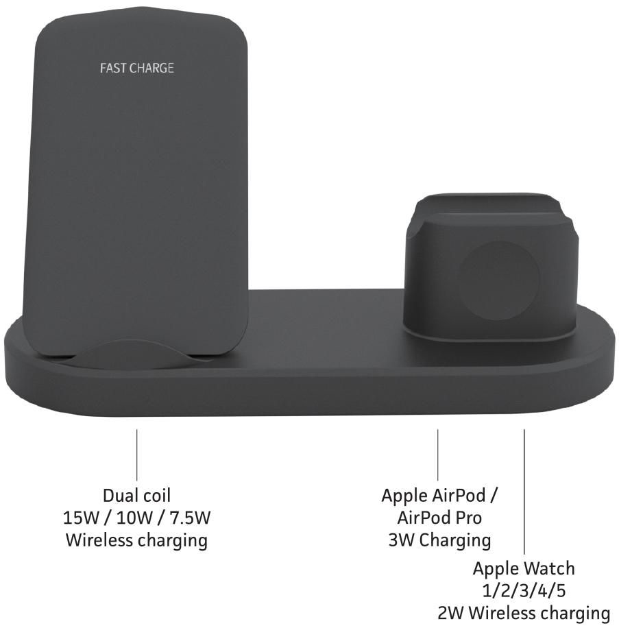 eSTUFF ES638006 mobile device charger Headset Black DC Wireless charging Indoor – image 2