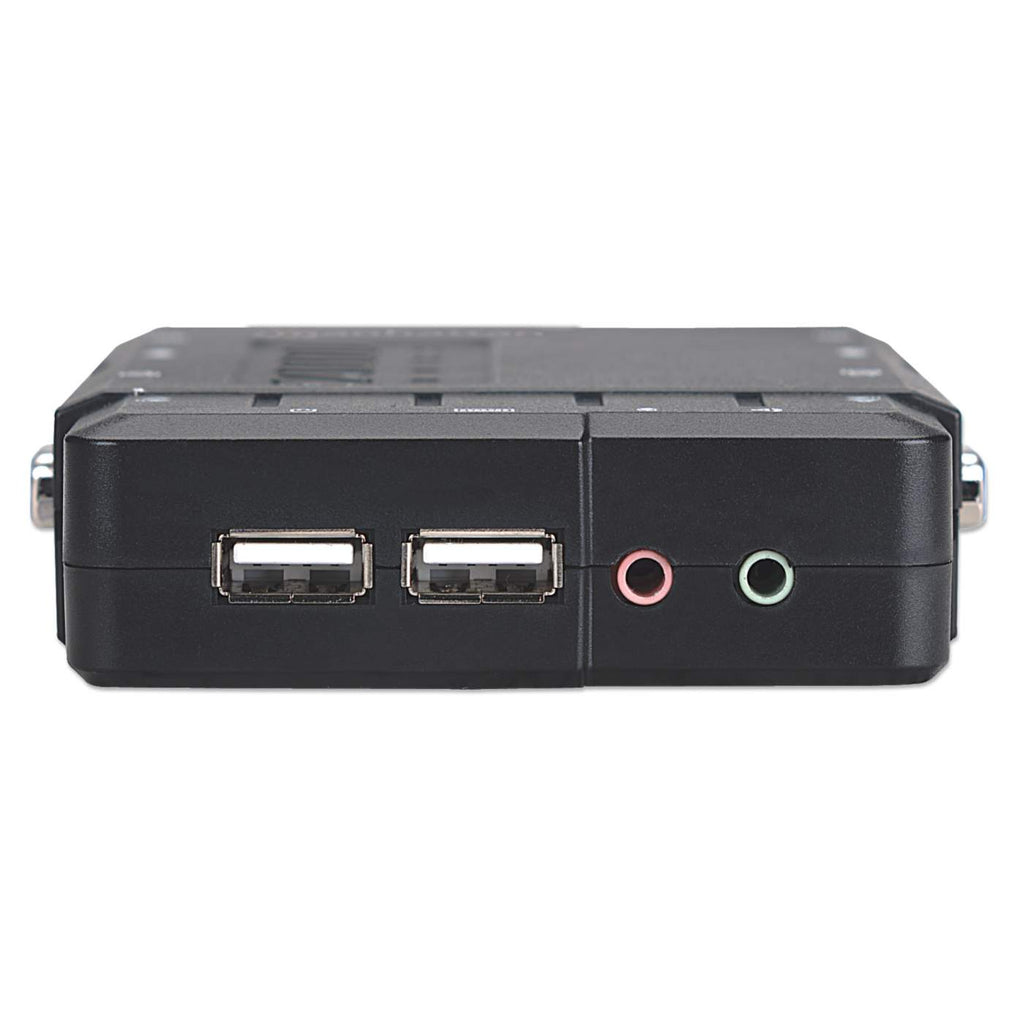 Manhattan KVM Switch Compact 4-Port, 4x USB-A, Cables included, Audio Support, Control 4x computers from one pc/mouse/screen, Black, Lifetime Warranty, Boxed – image 3