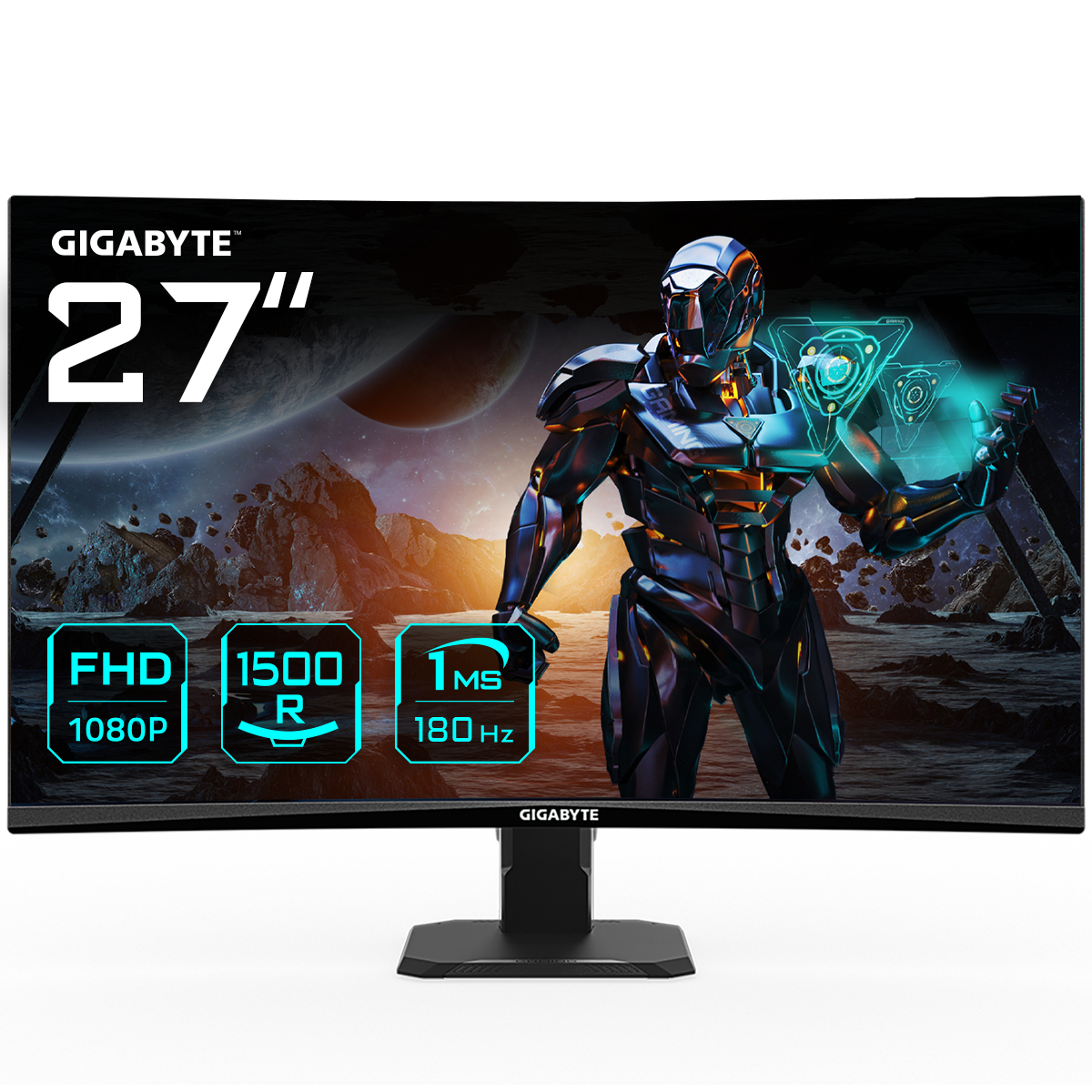 GIGABYTE Monitor da gaming curvo GS27FC 27" FHD - 1920 x 1080 (FHD) 180Hz 1ms 250 cd/m FreeSync Premium pronto per HDR HDMI 2.0