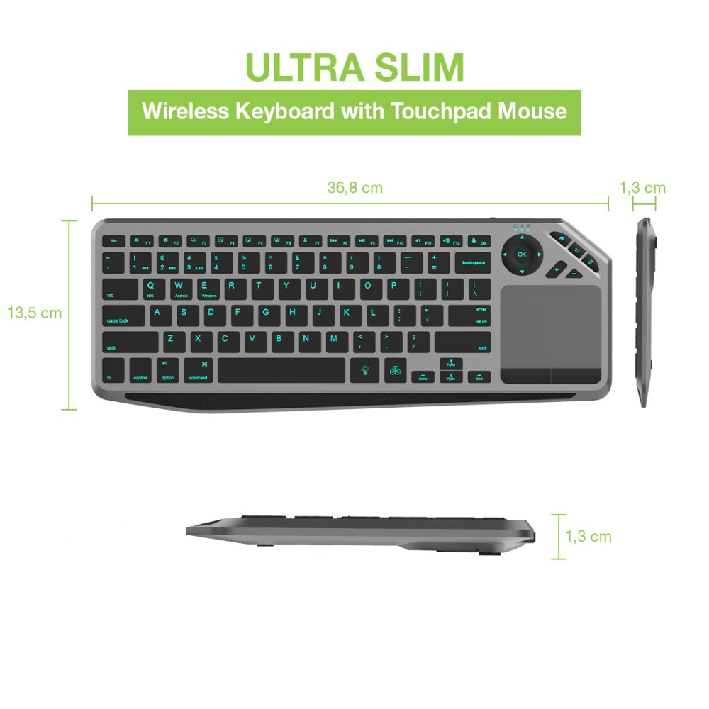 Techly ICTB9801TB keyboard Universal RF Wireless + Bluetooth QWERTY US English Black – image 4