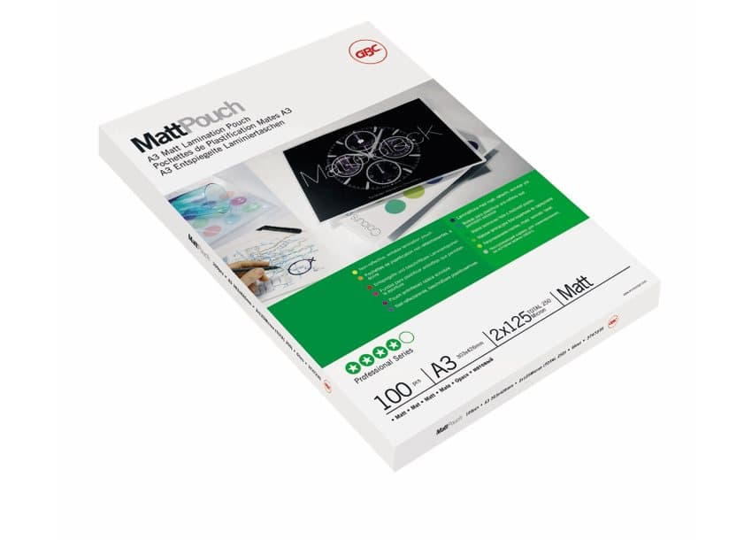 GBC 3747235 Laminasyon Poşeti, A3, 125 Mikron, Mat, Beyaz, 100 Adet