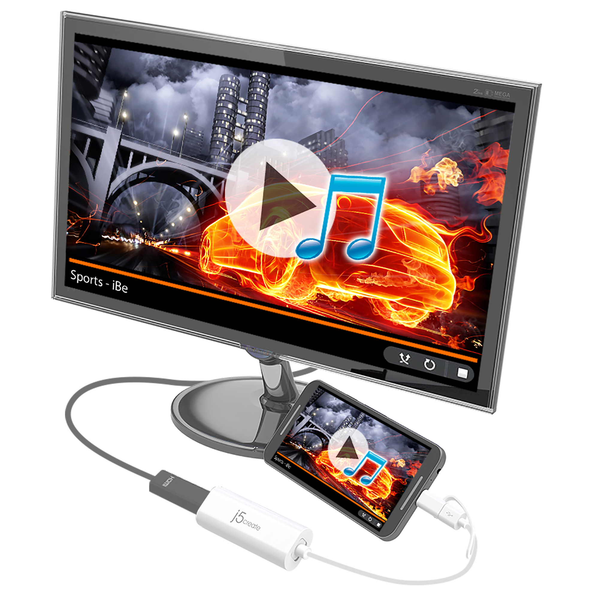 j5create JUA165C Android™ USB™ to HDMI™ Display Adapter, White – image 5