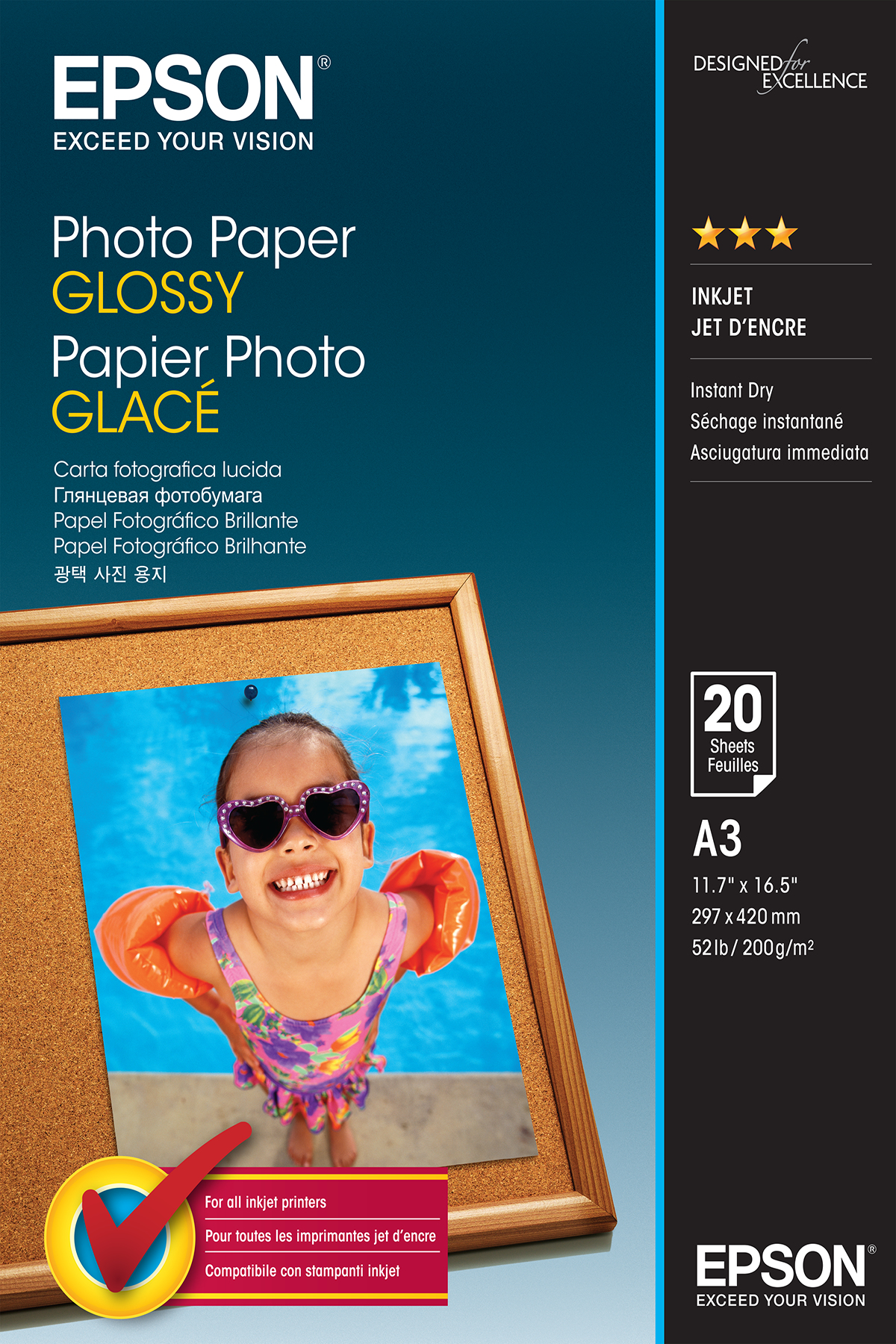 Epson Photo Paper Glossy - A3 - 20 Ark