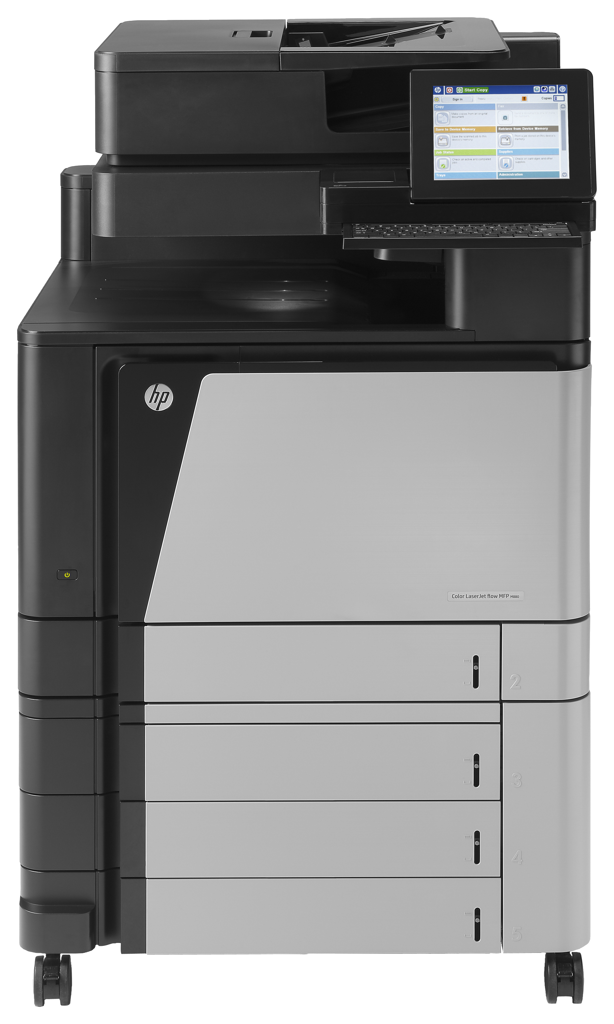 HP Color LaserJet Enterprise Flow M880z multifunktionsskrivare, Skriv ut, kopiera, skanna, fax, 200 arks ADM; Utskrift från USB-port på framsidan; Skanna till e-post/PDF; Dubbelsidig utskrift