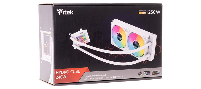 itek HYDRO CUBE 240W Processor Liquid cooling kit 12 cm White image 6