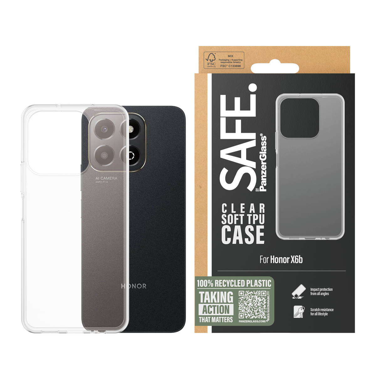 PanzerGlass SAFE. by PanzerGlass® TPU Case Transparent Honor X6b 4G – image 2