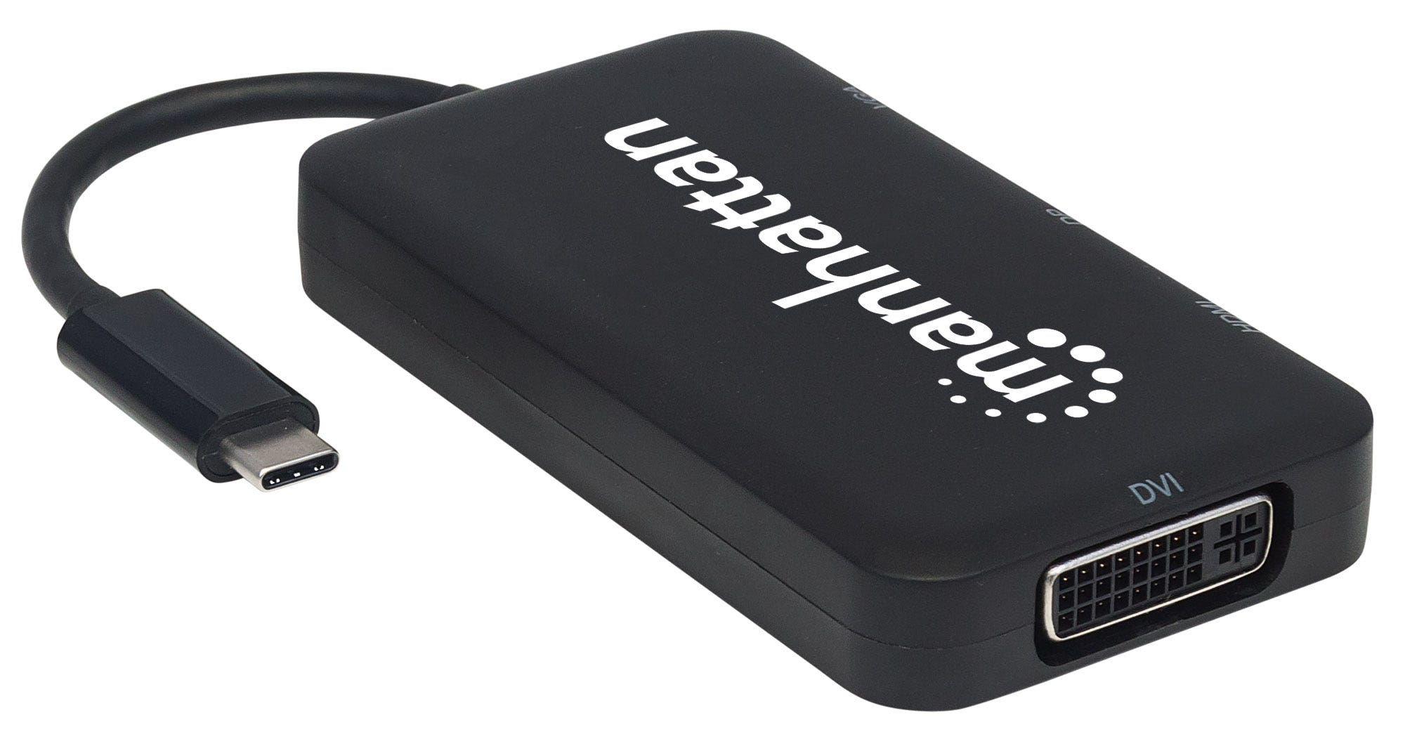 Manhattan USB-C Dock/Hub, Ports (x4): DisplayPort, DVI-I, HDMI or VGA, Note: Only One Port can be used at a time, External Power Supply Not Needed, Universal fo – image 2