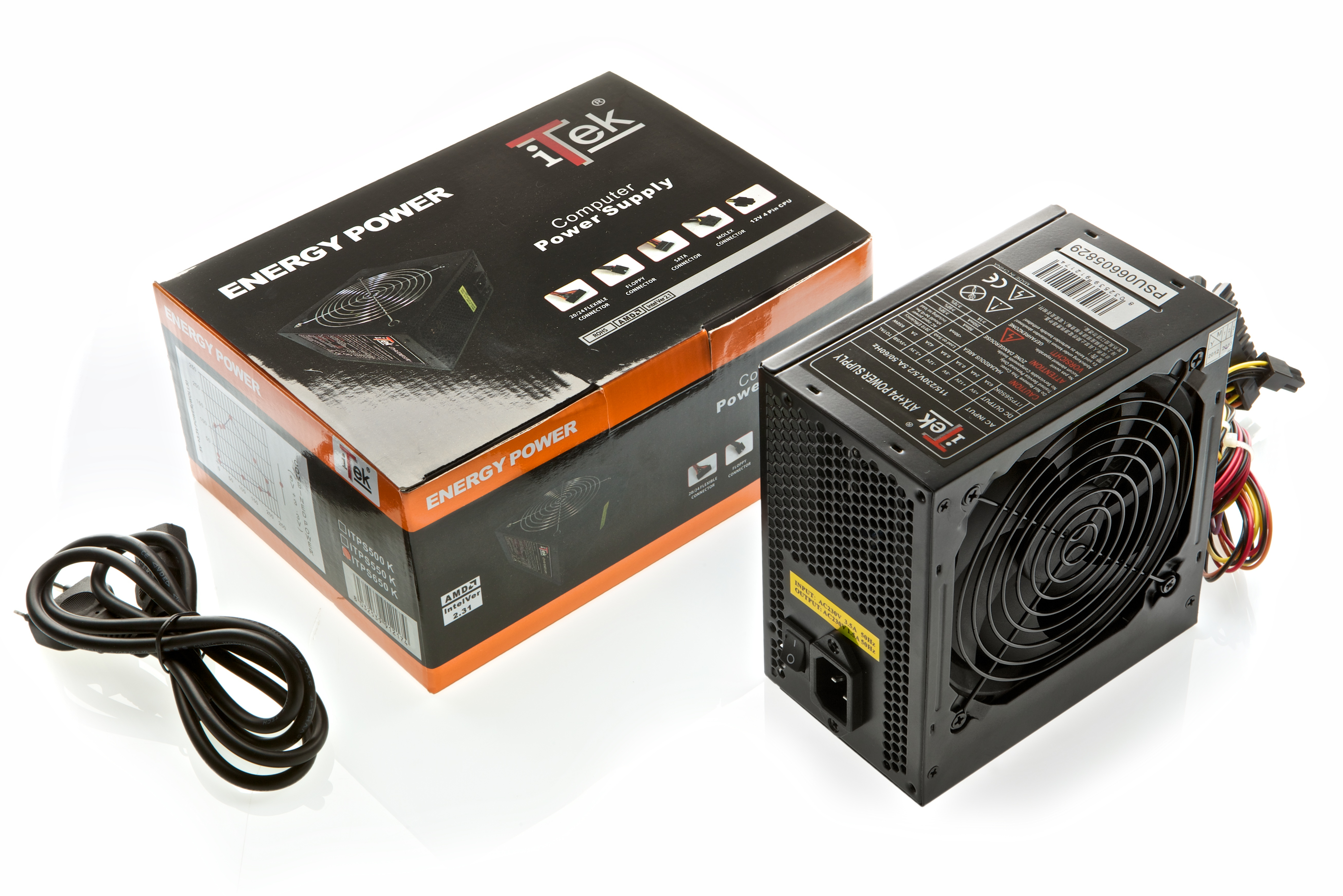 itek Energy K power supply unit 500 W 20+4 pin ATX ATX Black image 3