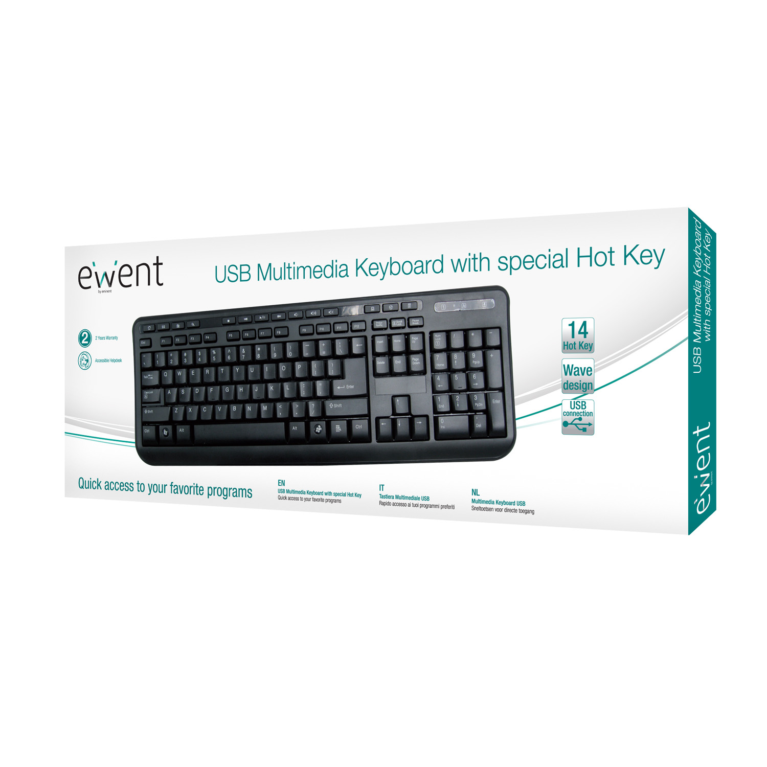 Ewent EW3132 keyboard USB QWERTY English Black – image 2