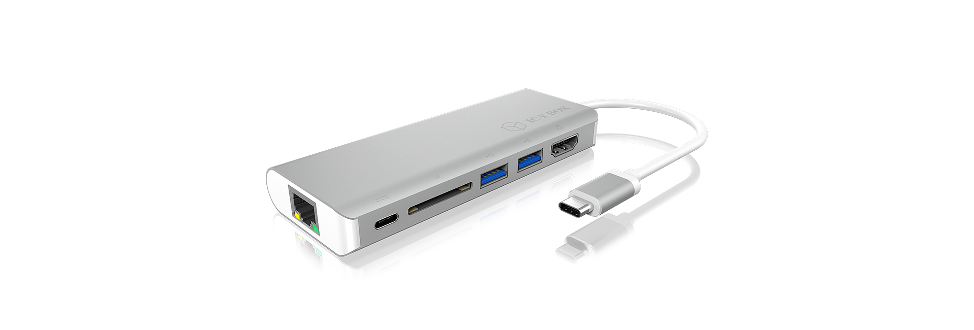 ICY BOX IB-DK4034-CPD Wired USB 3.2 Gen 1 (3.1 Gen 1) Type-C Silver, White