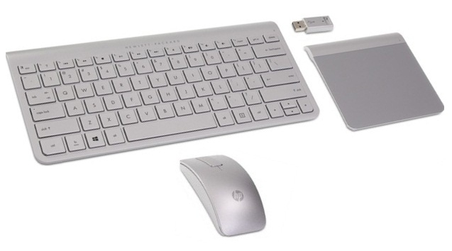 HP 694678-111 keyboard Mouse included RF Wireless Swiss Silver