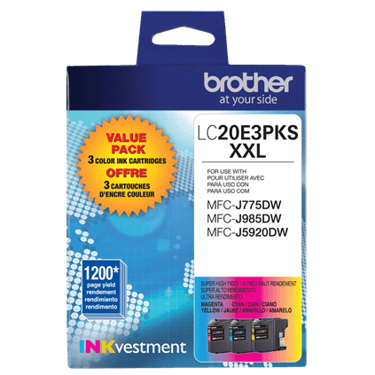 Brother LC20E3PKS ink cartridge 1 pc(s) Original High (XL) Yield Cyan, Magenta, Yellow – image 1