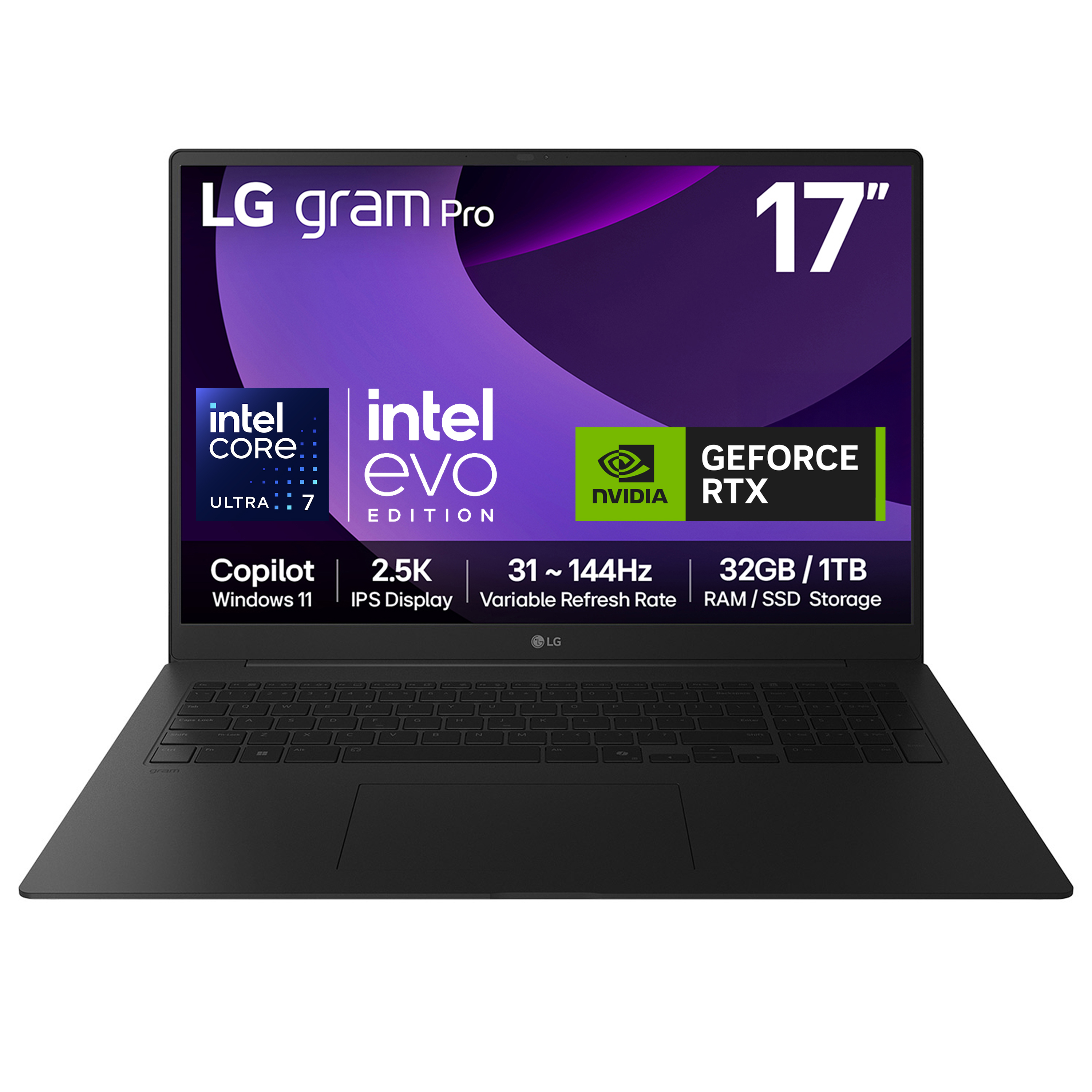 LG Gram Pro 17Z90TR-E 17″ Hybrid AI Laptop – Intel® Core™ Ultra 7 255H, NVIDIA GeForce RTX5050 GPU, 1TB SSD, 32 GB RAM – Black – [2025]
