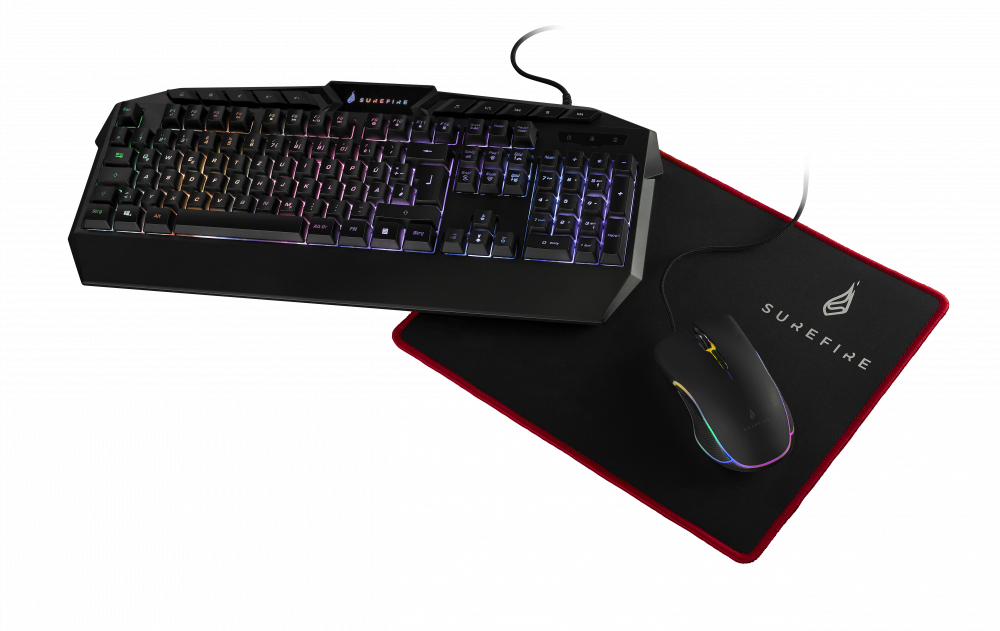 SureFire 48825 keyboard Mouse included Gaming USB QWERTZ German Black