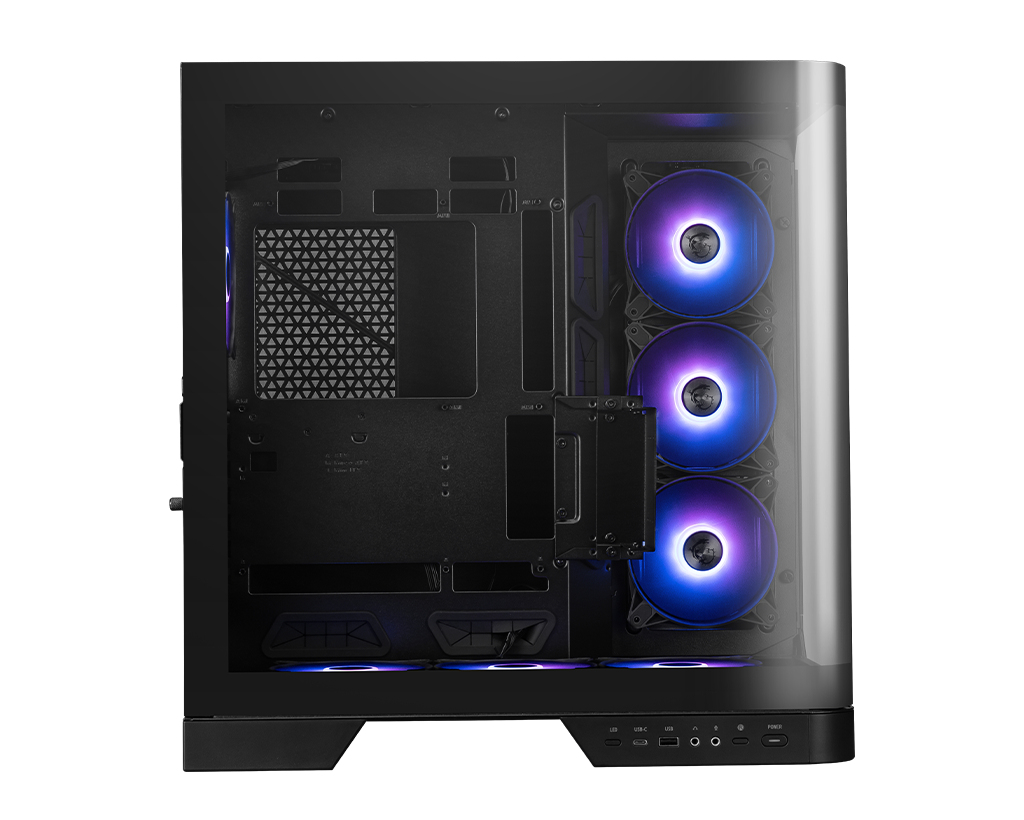 Gabinete ATX MSI MAG PANO 120R PZ , Incluye 7 Fans 120mm ARGB, Radiador 360mm Max, Color Negro