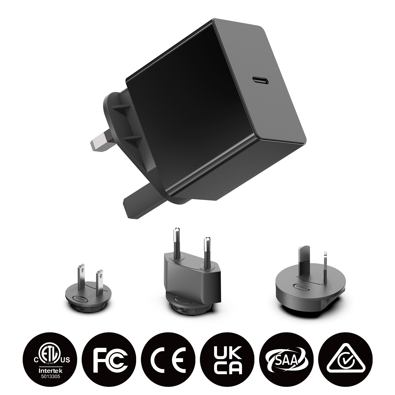 Origin Storage Origin 65W Wall Charger with 1.5m USB-C cable and 4 Multi AC Plugs – image 2