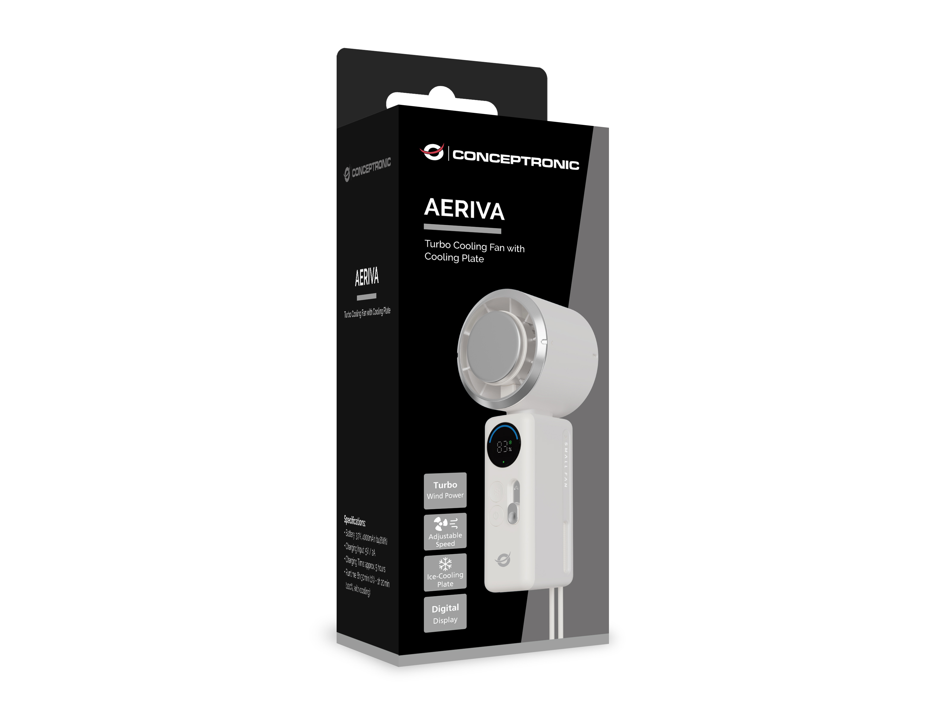 Conceptronic AERIVA03C Handventilator Turbo mit Kühlplatte, Cremefarben