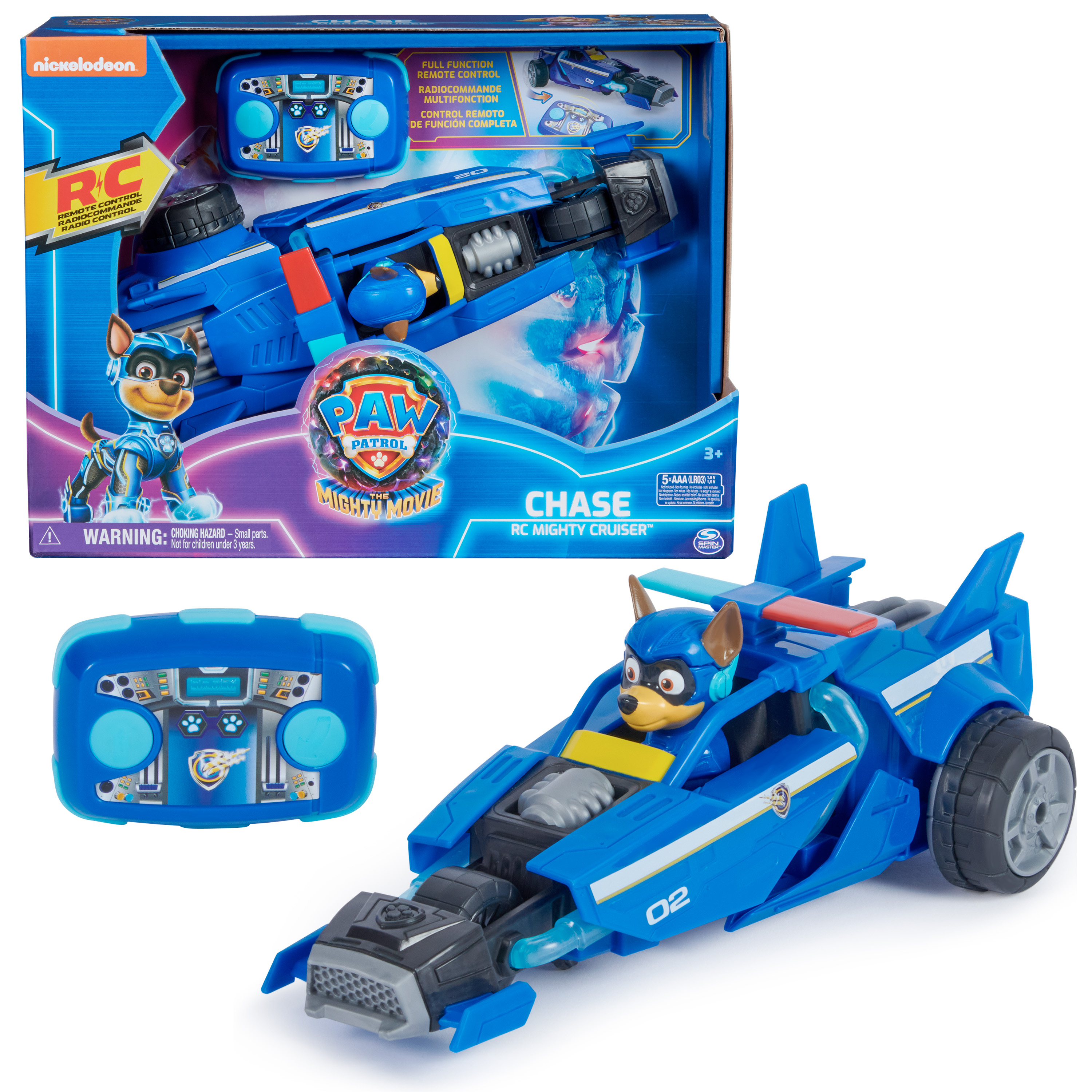 PAW Patrol : Il super film, auto radiocomandata con Chase Super Cuccioli modellato, giocattoli per bambini e bambine da 3 anni