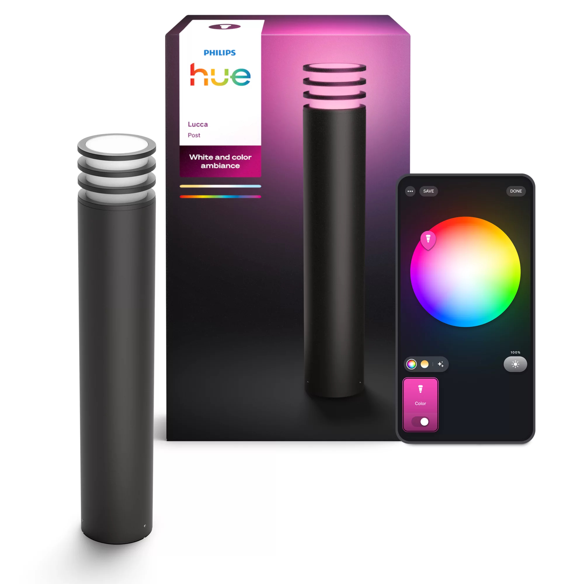 Philips by Signify Philips Hue White and colour ambience Lucca Outdoor post – image 3
