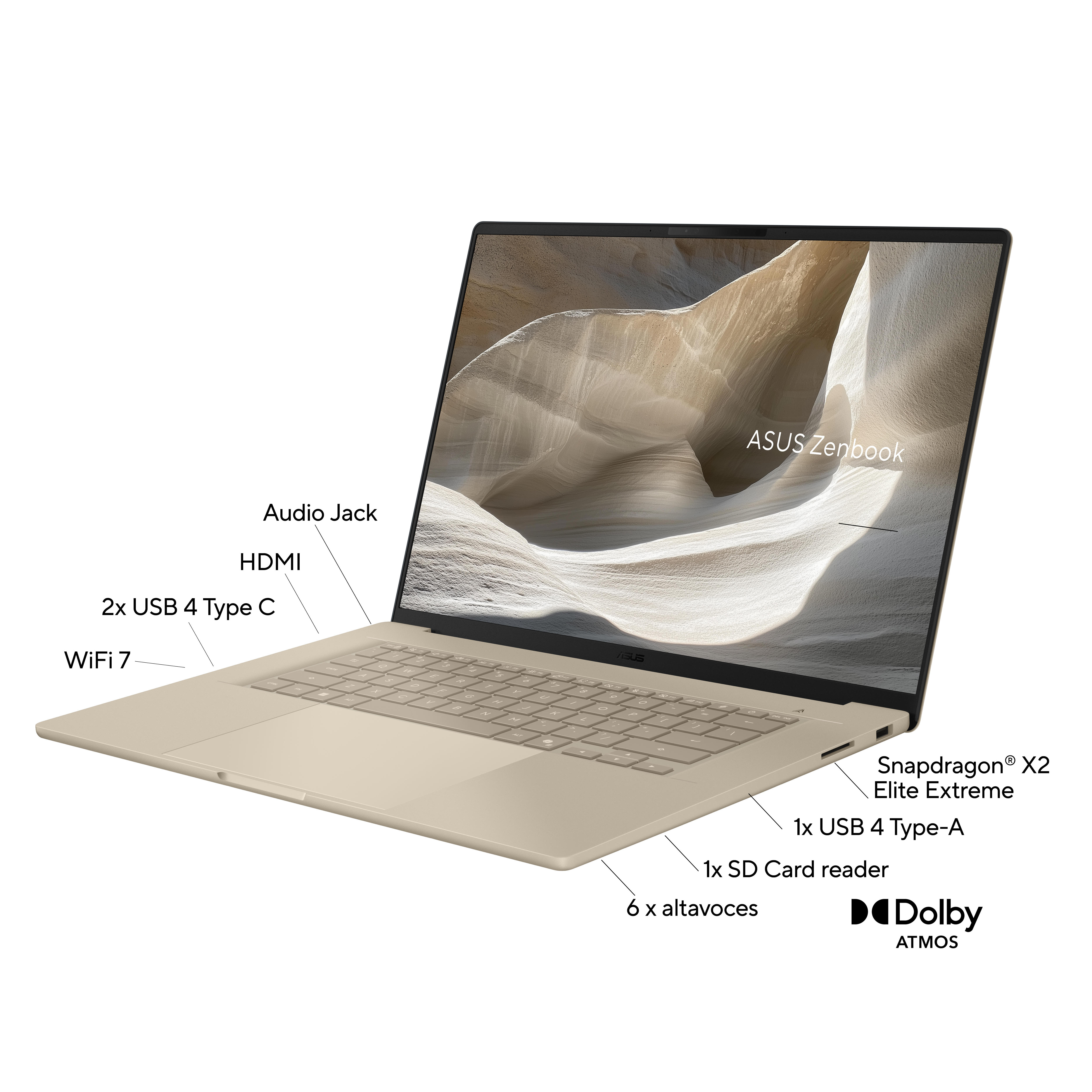 Portátil - ASUS Zenbook A16 OLED UX3607OA-SQ005W Copilot+ PC, 16" 3K, Snapdragon® X2 Elite, 48 GB RAM, 1 TB SSD, Adreno™ Onboard Graphics, W11 - imagen 4