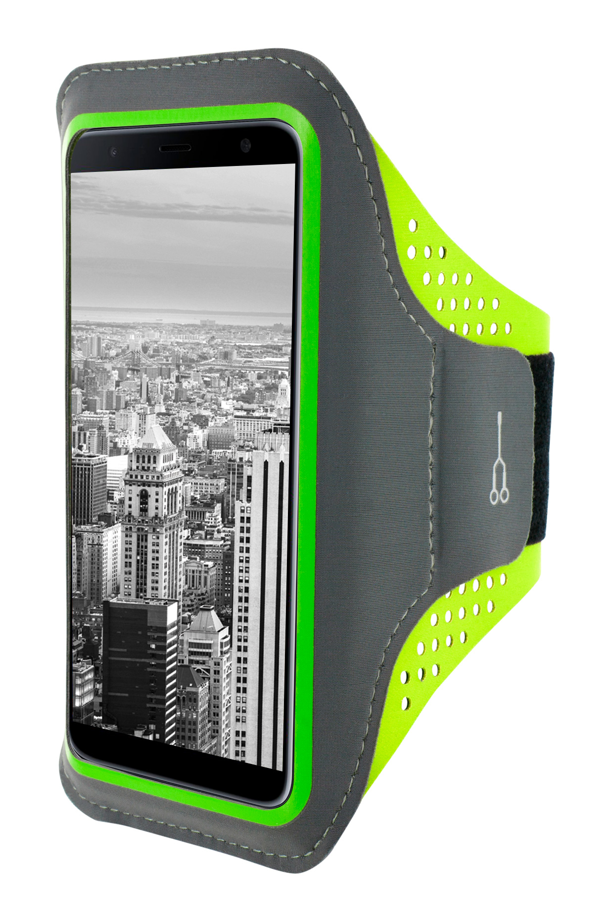 Mobiparts Comfort Fit Sport Armband Samsung Galaxy J6 Plus (2018) Neon Green