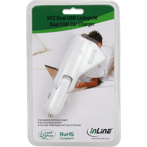 InLine 31501I mobile device charger GPS, Mobile phone, MP3, MP4, Tablet White USB Auto – image 2