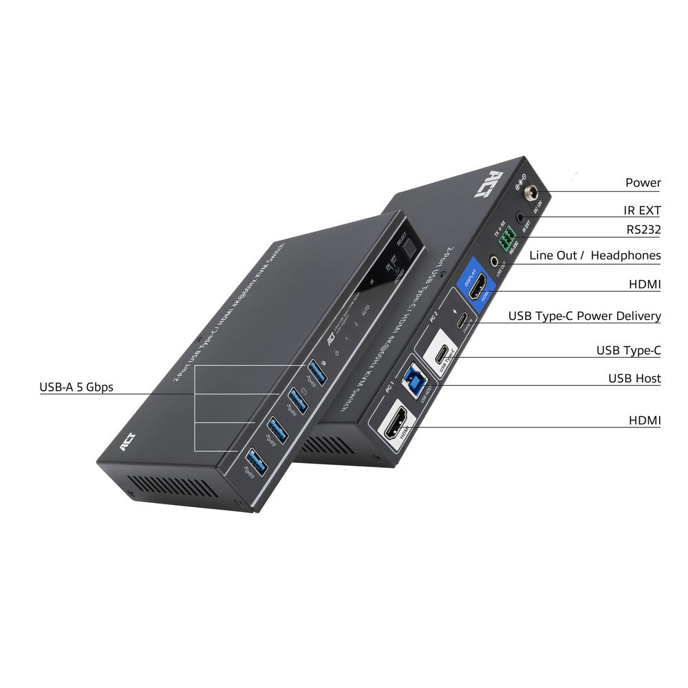 ACT 2-Port USB-C/HDMI 4K@60Hz KVM switch – image 3