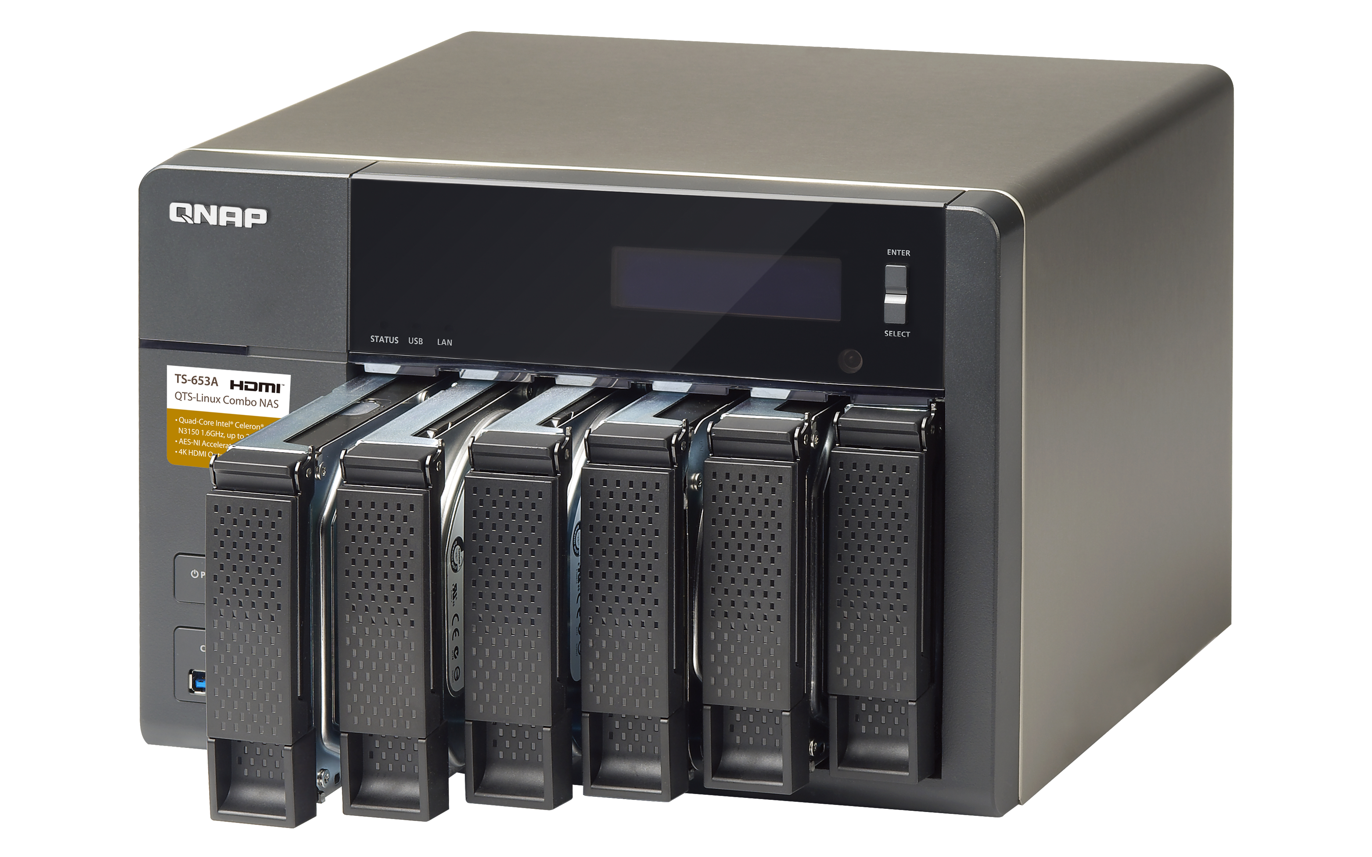 صورة QNAP TS-653A NAS Tower Intel Celeron N3150 1.6 GHz 4GB DDR3L