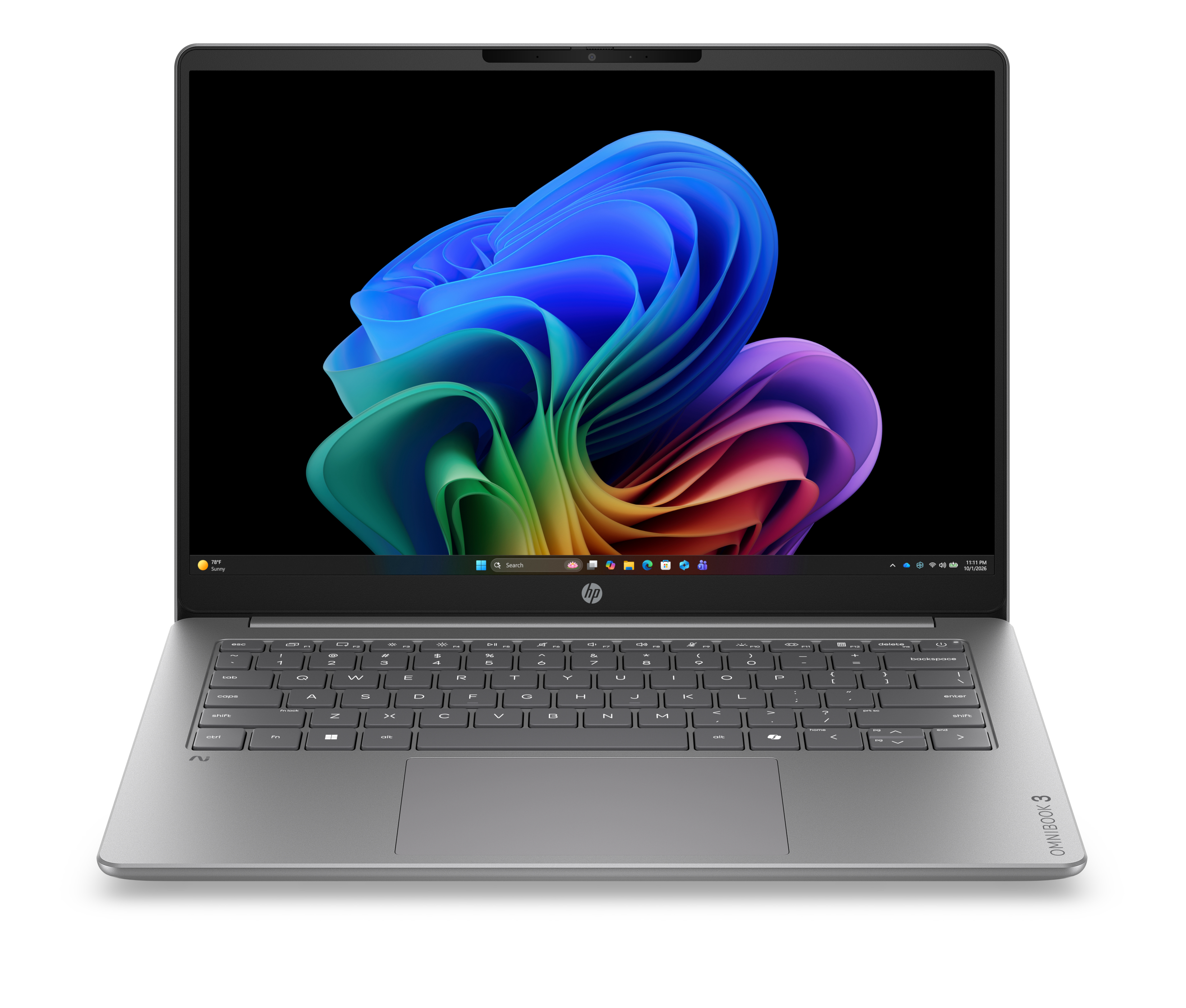 HP OMNIBOOK 3 NGAI 14-HZ0007NAX Copilot+ PC Snapdragon X1-26-100 Laptop 35.6 cm (14″) 2K 8 GB LPDDR5x-SDRAM 512 GB SSD Wi-Fi 6E (802.11ax) Windows 11 Home Silver image 1