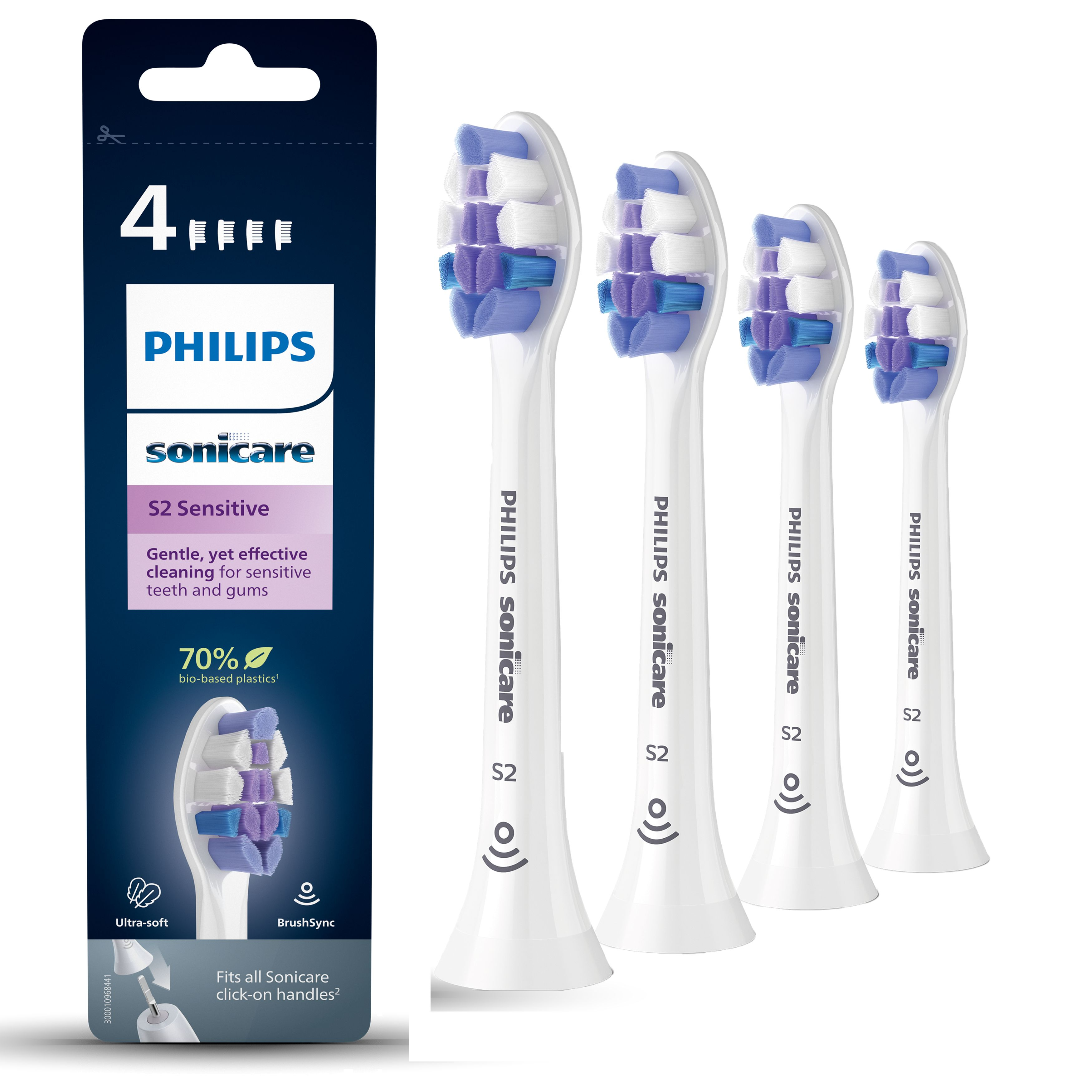 Philips S2 Sensitive HX6054/10 4x Testine per spazzolino sonico