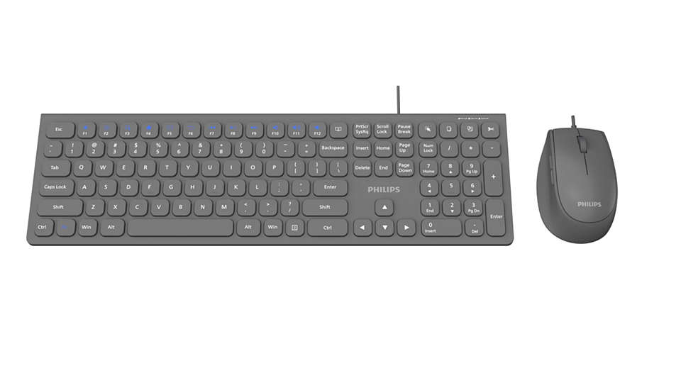 Philips 3000 series SPT6327G/93 keyboard Mouse included Universal USB QWERTY English Grey – image 2