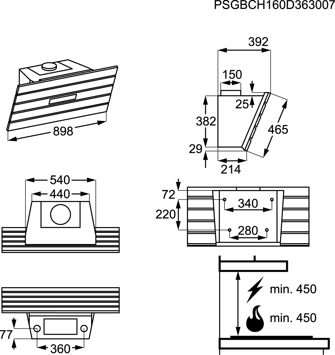 AEG X89474BV01 Wall-mounted Black 740 m³/h – image 3