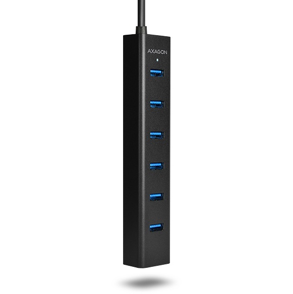 Axagon HUE-SA7BP 7x USB 3.0 ALU CHARGING hub BLACK incl. AC adapter – image 6